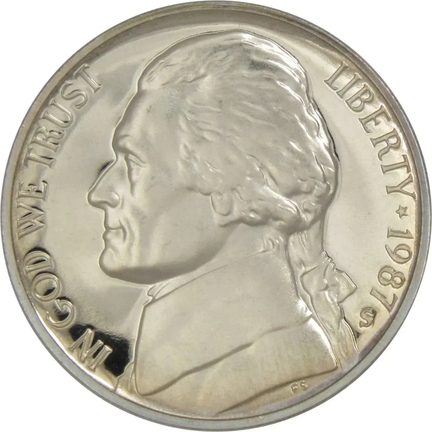 1987 S Jefferson Nickel 5 Cent Piece Choice Proof 5c US Coin Collectible