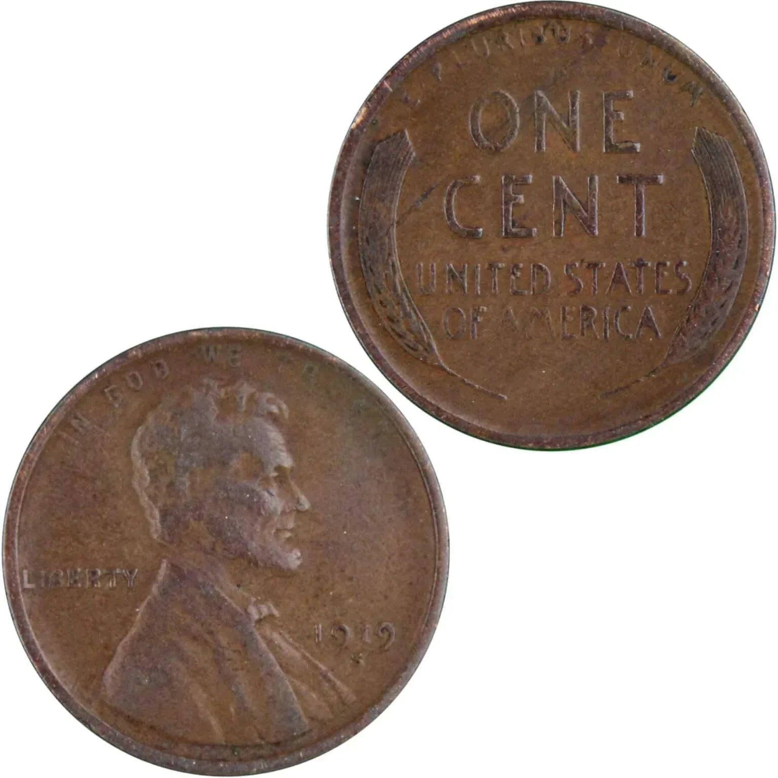 1919 S Lincoln Wheat Cent VF Very Fine Bronze Penny 1c Coin Collectible