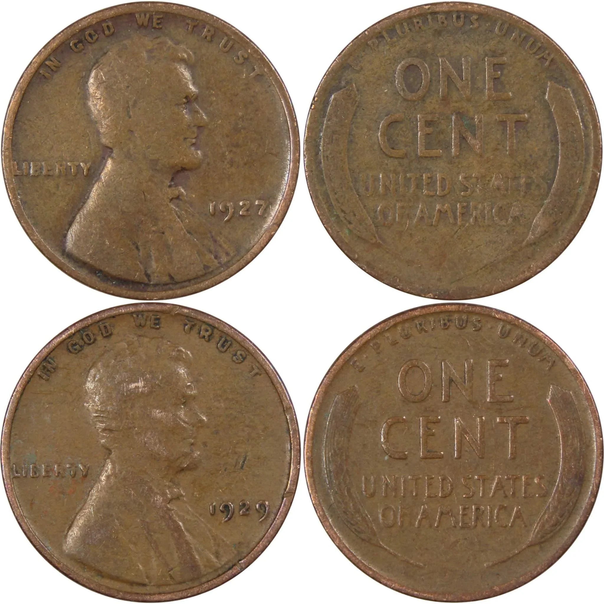 Pre-1930 Lincoln Wheat Cent 10 Piece Set Bronze Penny 1c US Coin Collectible