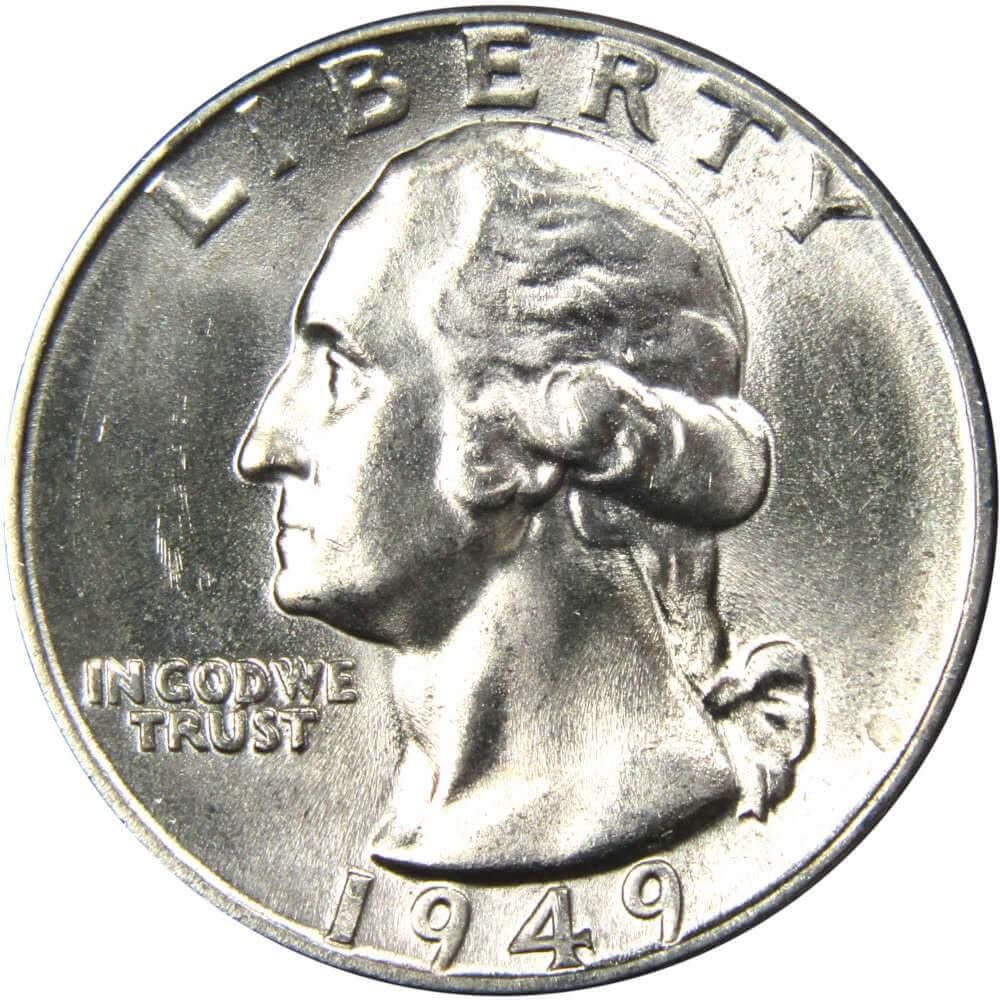 1949 Washington Quarter BU Uncirculated Mint State 90% Silver 25c US Coin