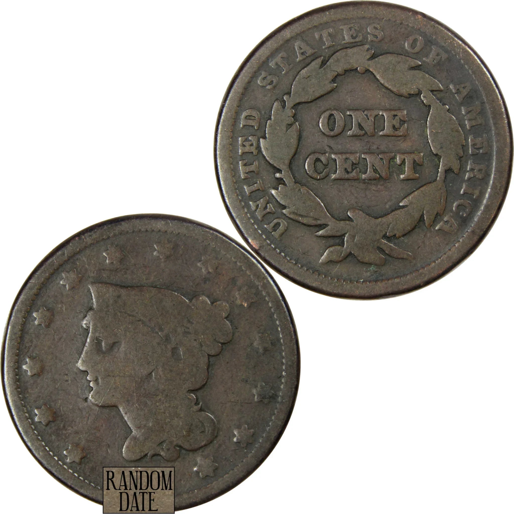 Braided Hair Large Cent Random Date Copper Penny 1c US Type Coin Collectible