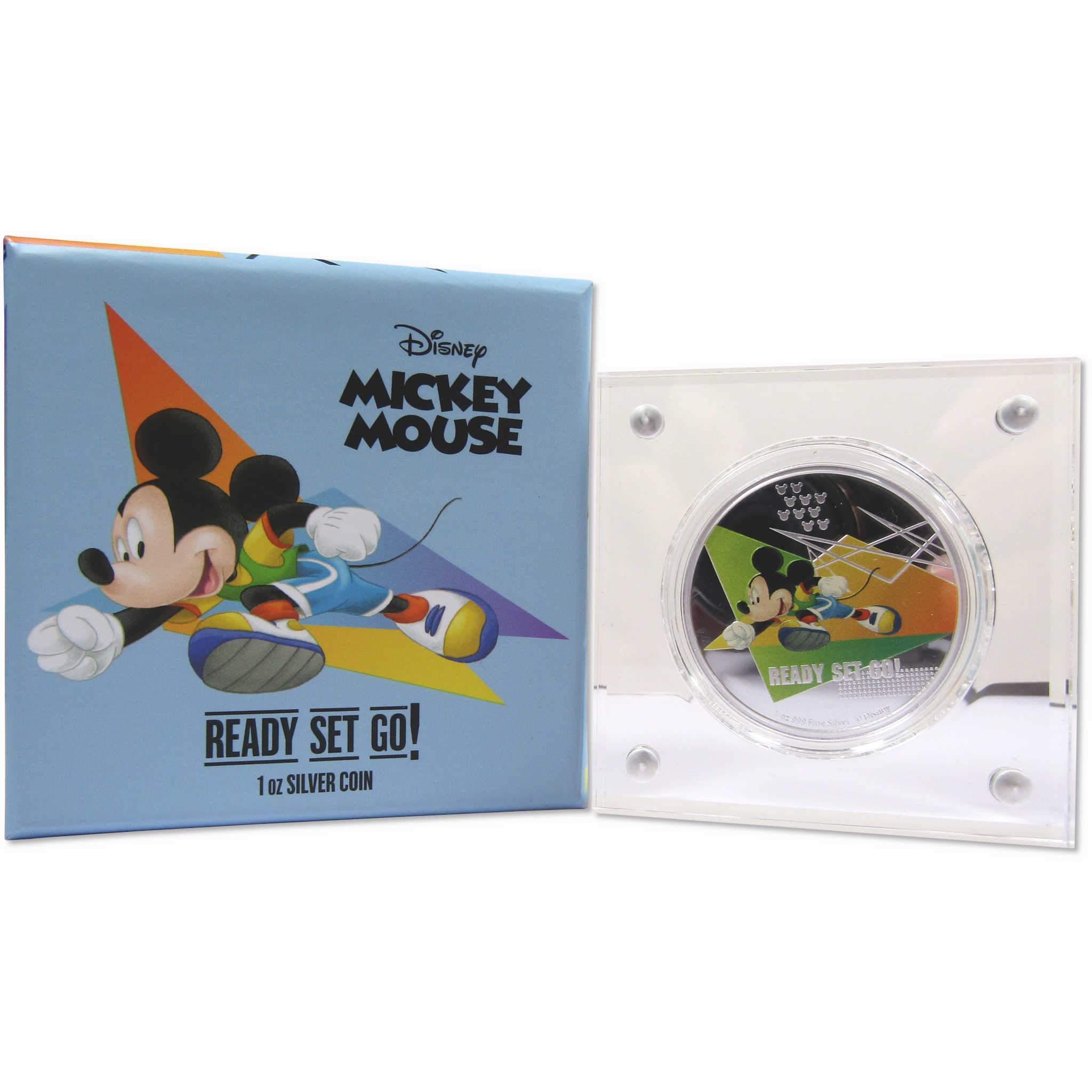 Disney Mickey Mouse Running Ready Set Go 1 oz .999 Silver $2 Proof 2020 Niue COA