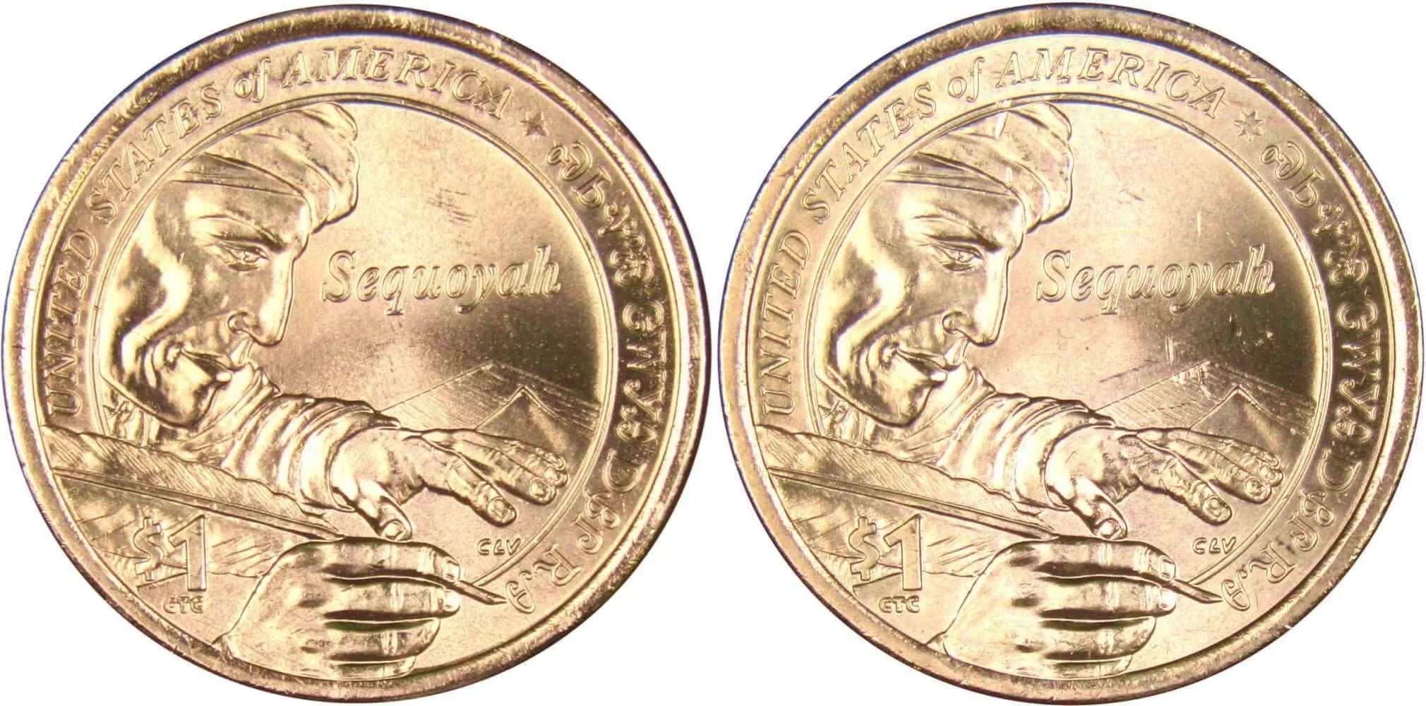 2017 P&D Sequoyah Native American Dollar 2 Coin Set BU Uncirculated $1