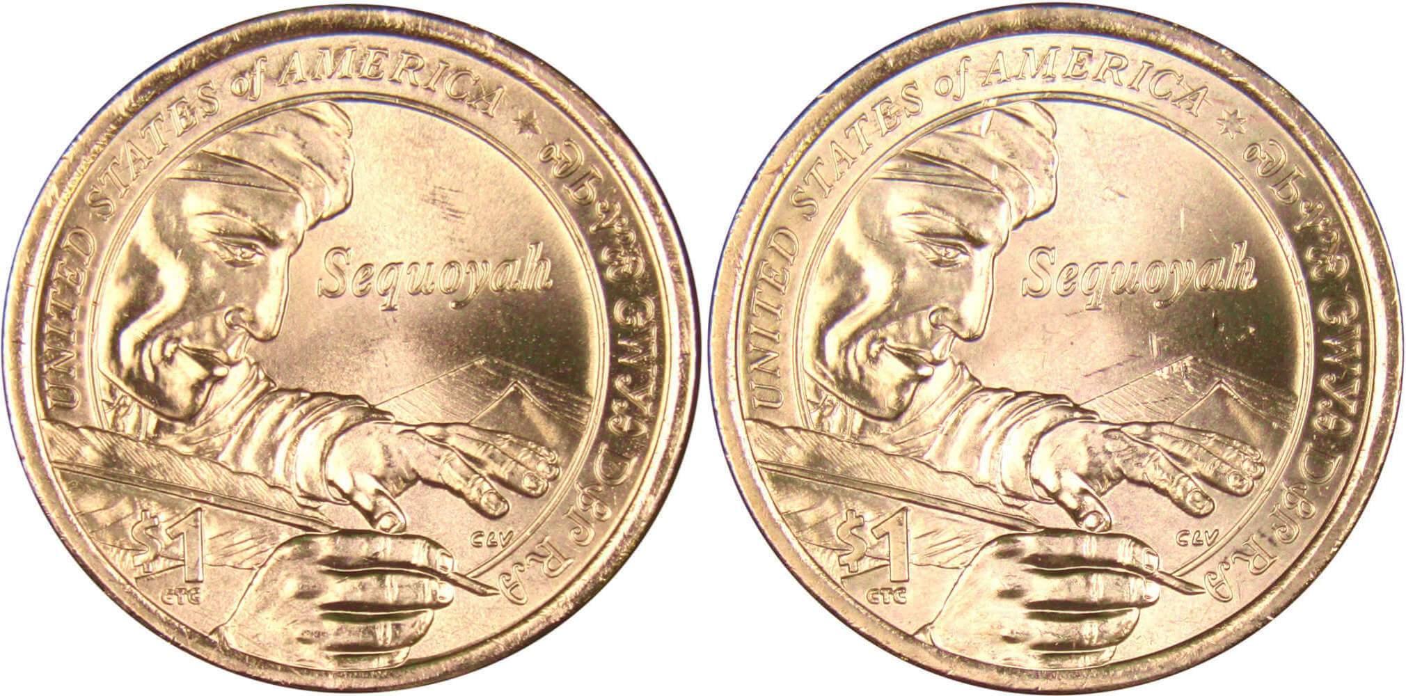 2017 P&D Sequoyah Native American Dollar 2 Coin Set BU Uncirculated $1