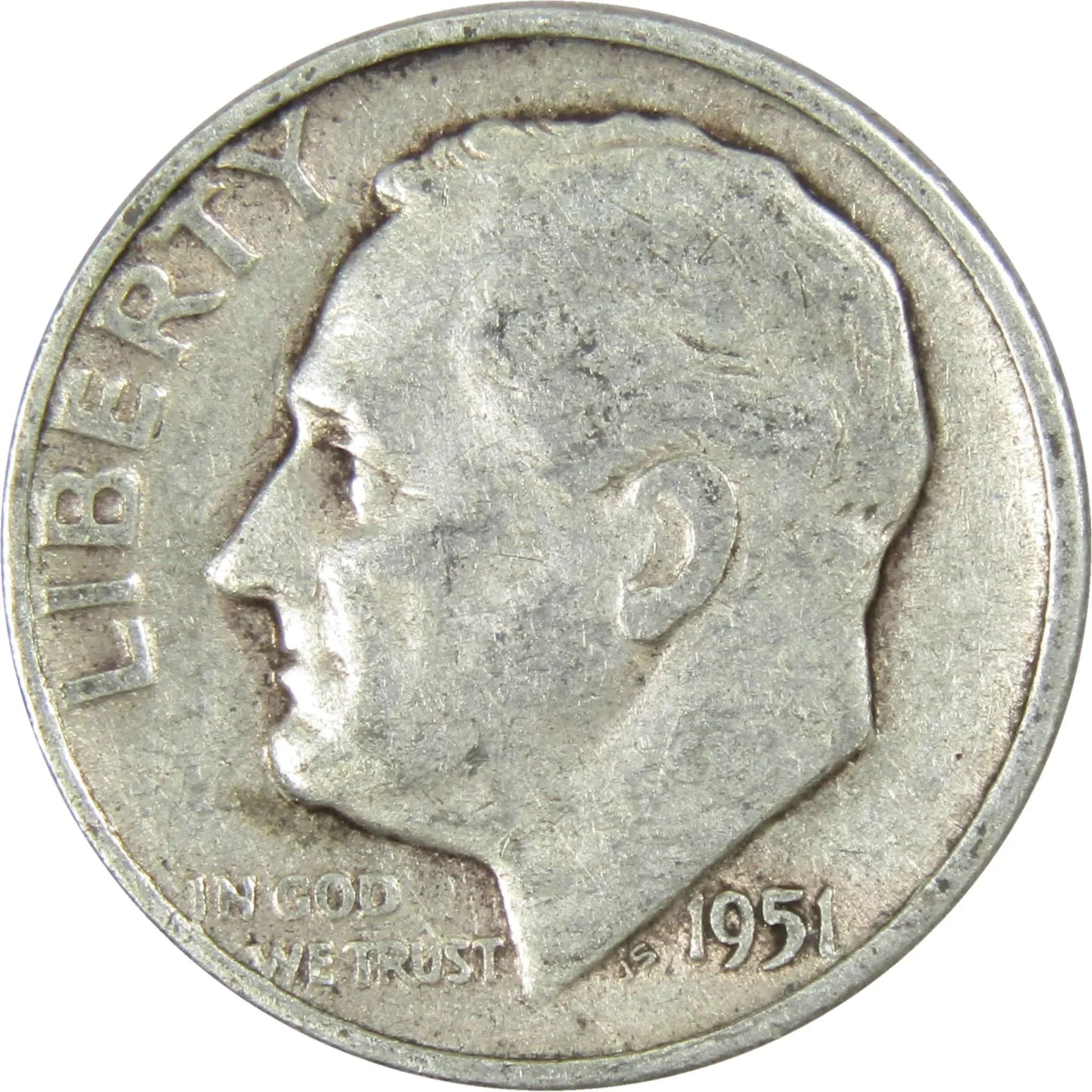 1951 Roosevelt Dime AG About Good 90% Silver 10c US Coin Collectible