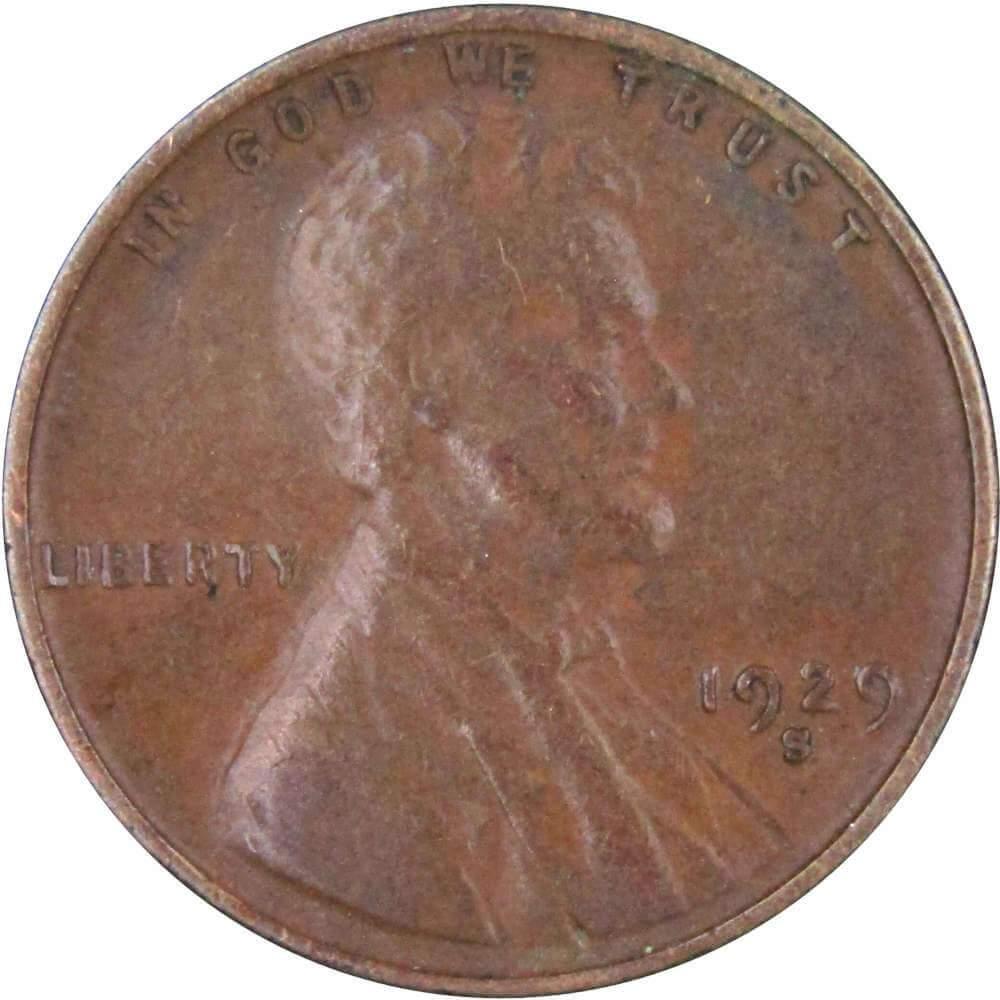 1929 S Lincoln Wheat Cent F Fine Bronze Penny 1c Coin Collectible