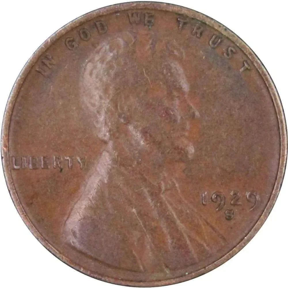 1929 S Lincoln Wheat Cent F Fine Bronze Penny 1c Coin Collectible