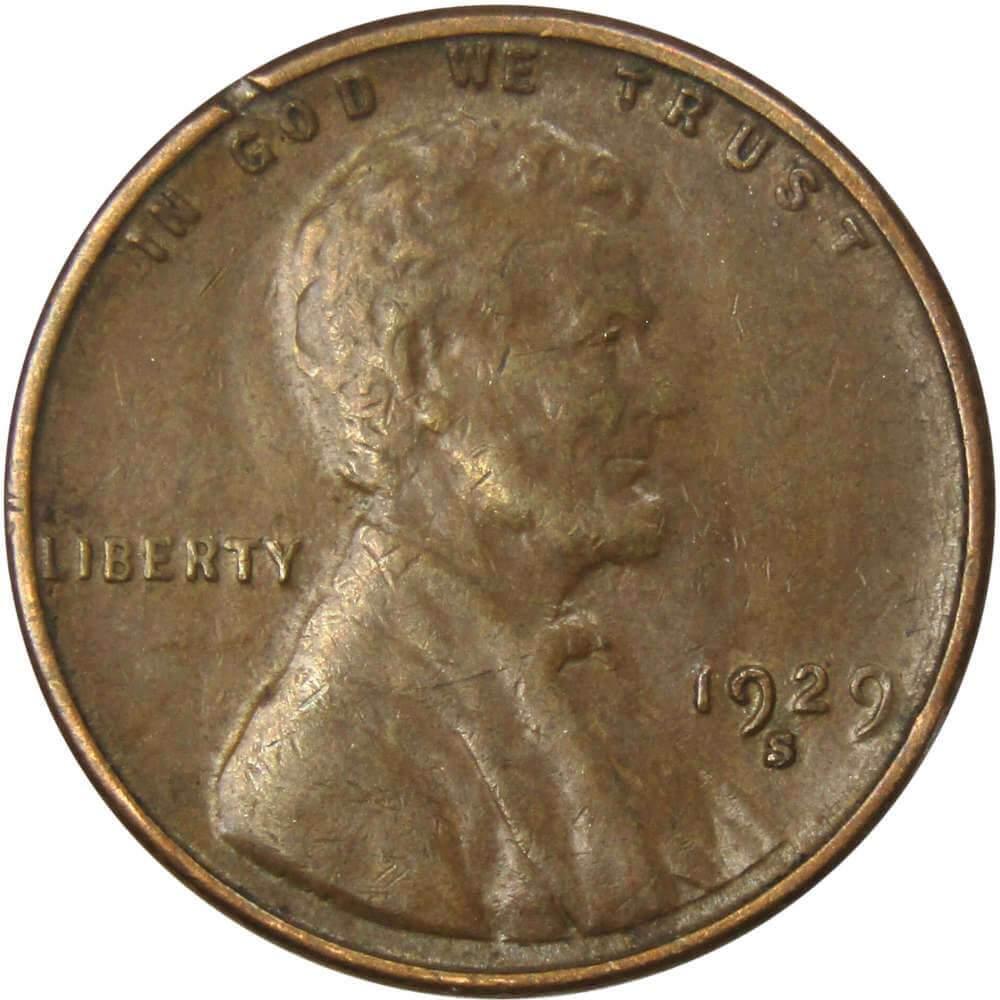 1929 S Lincoln Wheat Cent VF Very Fine Bronze Penny 1c Coin Collectible