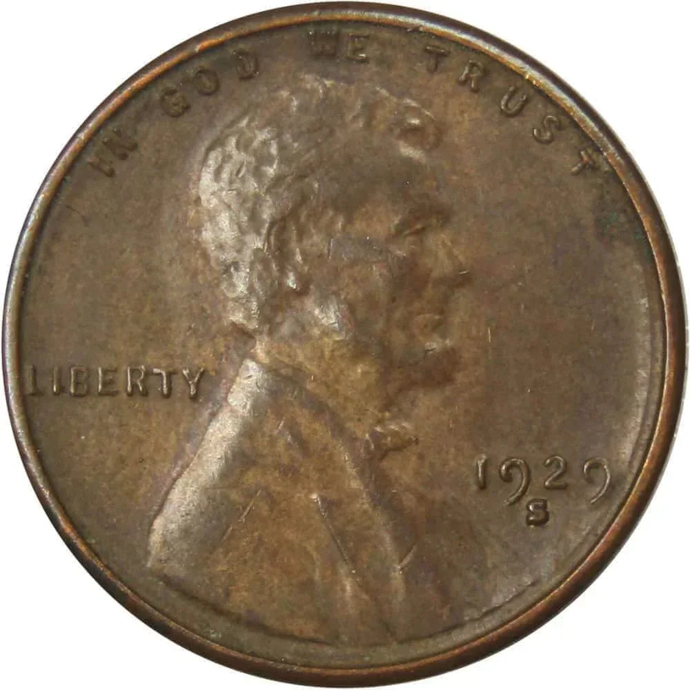 1929 S Lincoln Wheat Cent AU About Uncirculated Bronze Penny 1c Coin Collectible