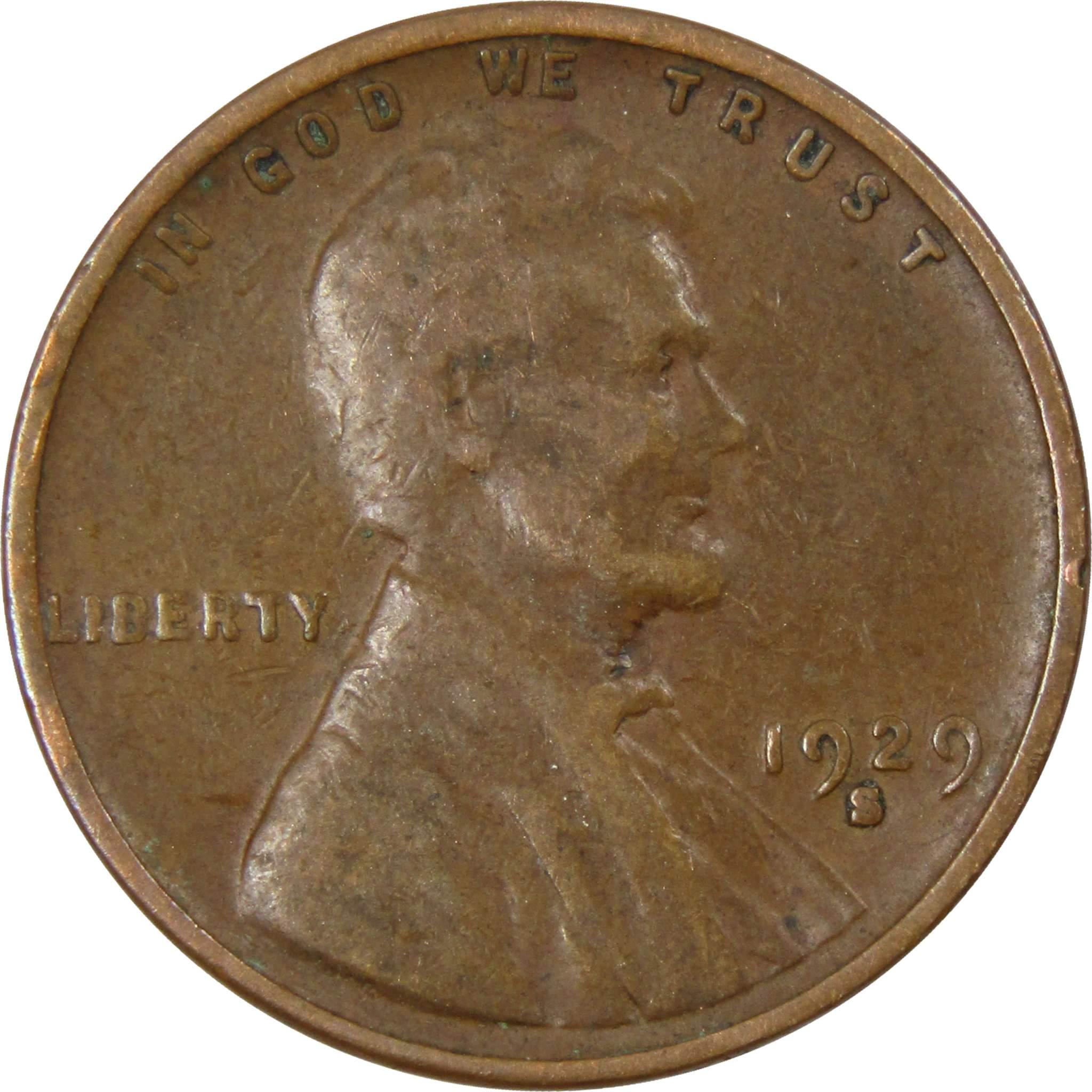 1929 S Lincoln Wheat Cent AG About Good Bronze Penny 1c Coin Collectible