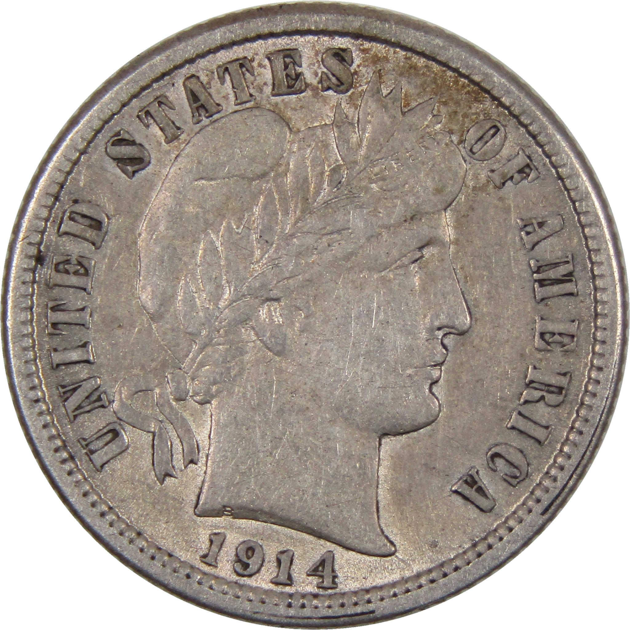 1914 Barber Dime XF/AU Extremely Fine / About Uncirculated SKU:I3064