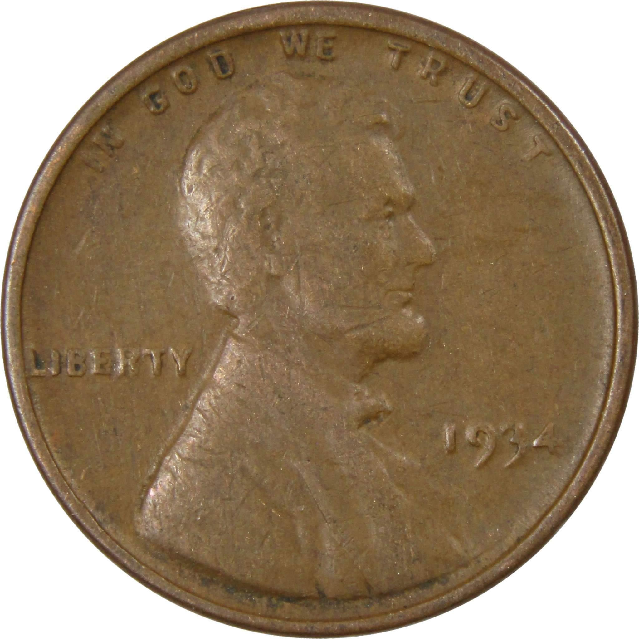 1934 Lincoln Wheat Cent AG About Good Bronze Penny 1c Coin Collectible