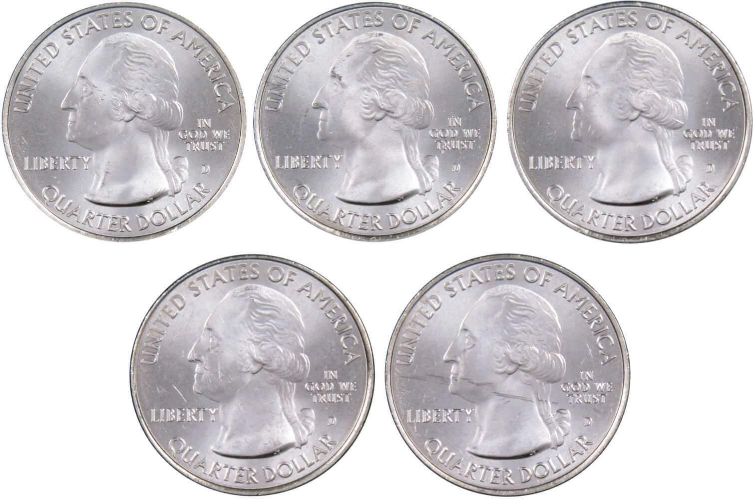 2014 D National Park Quarter 5 Coin Set Uncirculated Mint State 25c Collectible