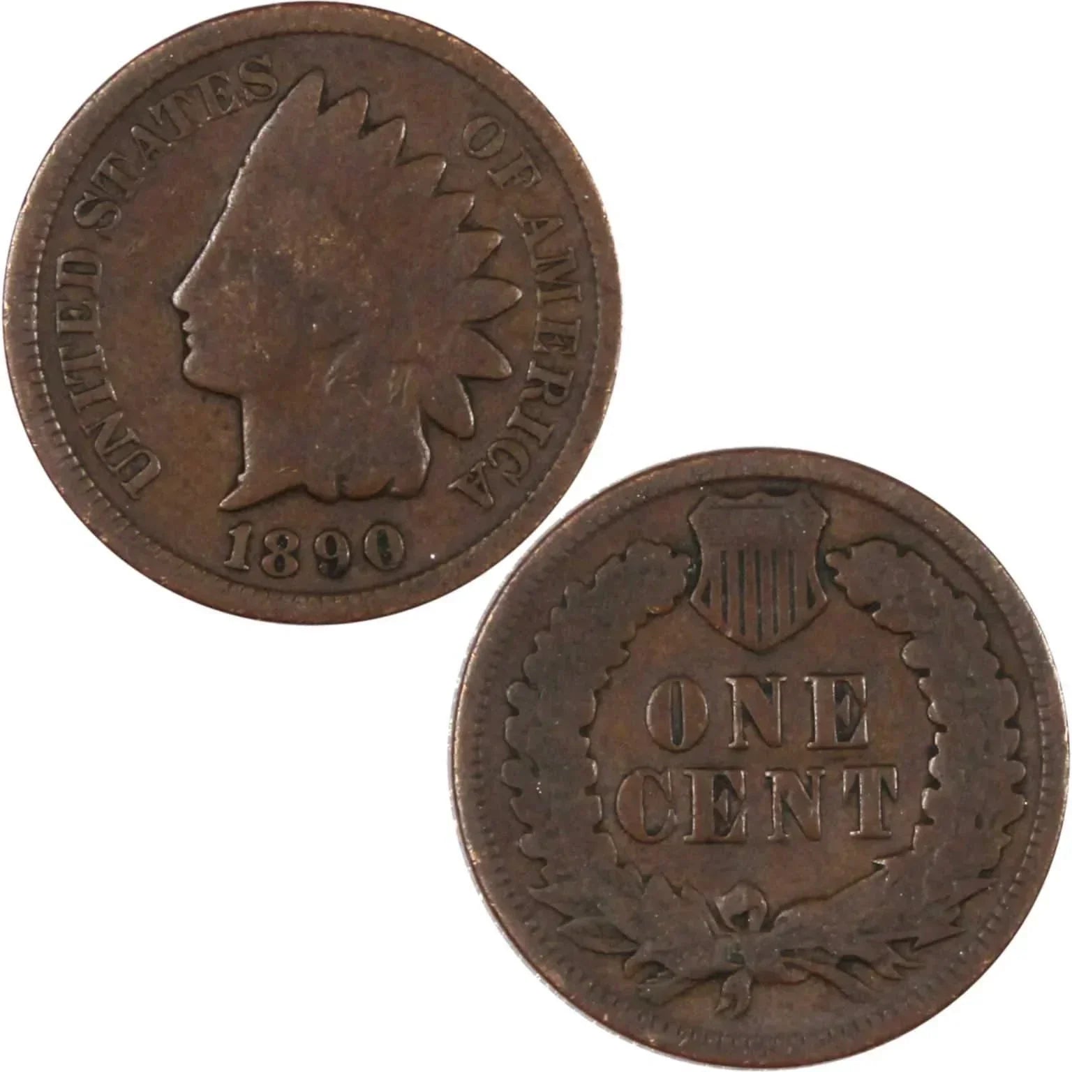 1890 Indian Head Cent G Good Bronze Penny 1c Coin Collectible