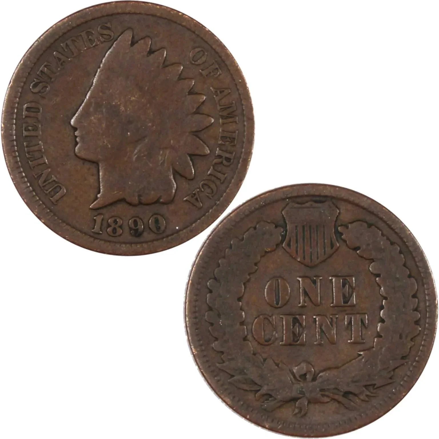 1890 Indian Head Cent G Good Bronze Penny 1c Coin Collectible