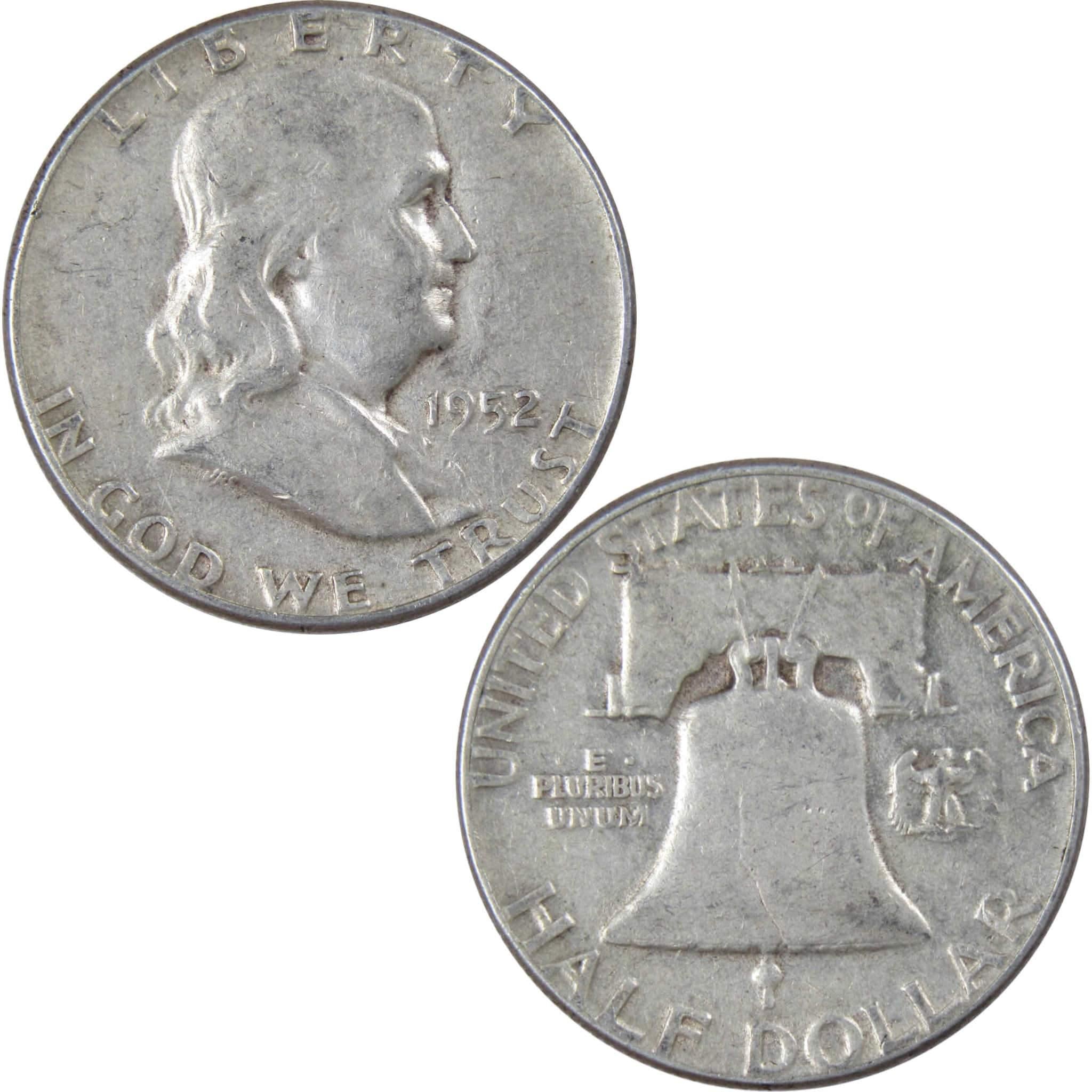 1952 Franklin Half Dollar F Fine 90% Silver 50c US Coin Collectible