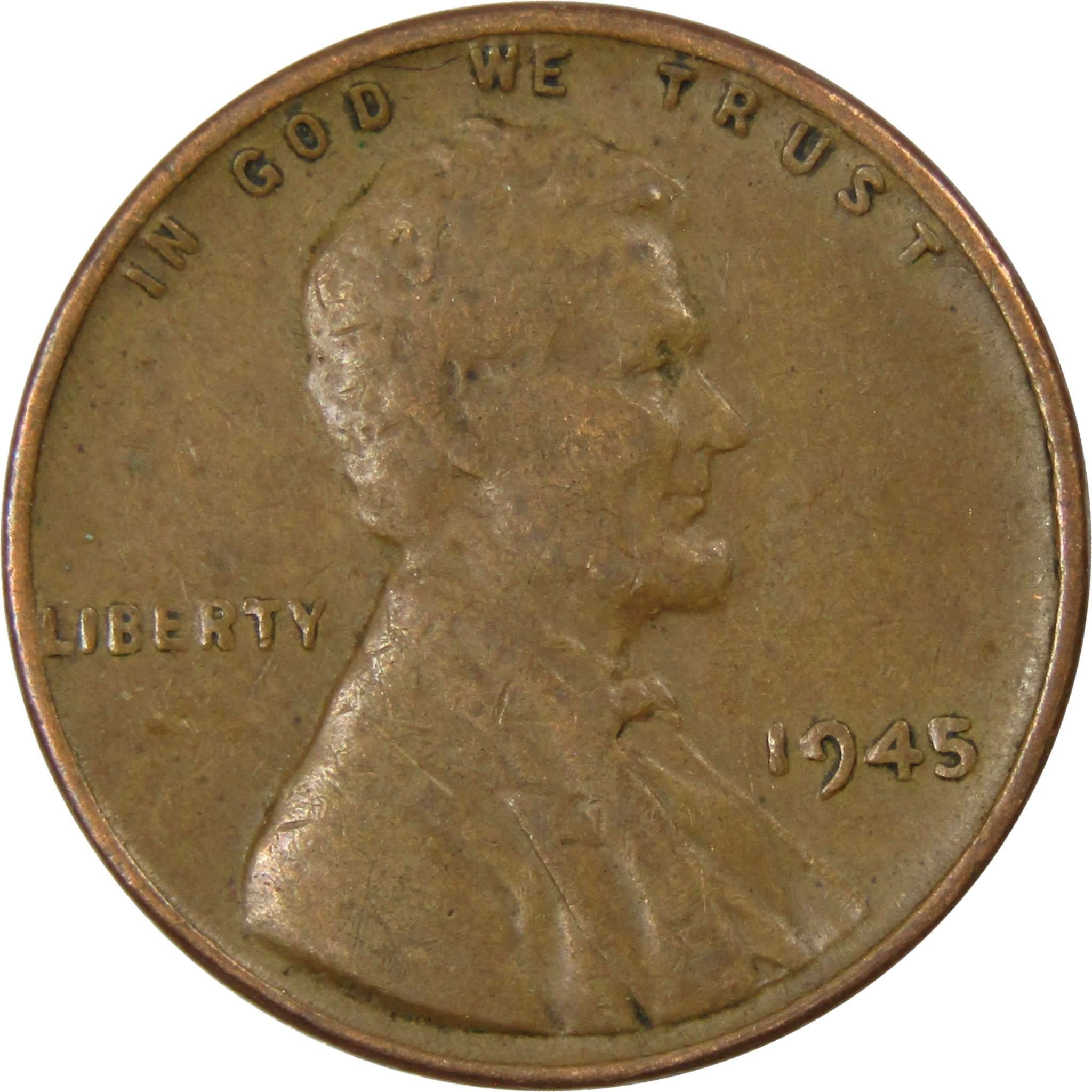 1945 Lincoln Wheat Cent AG About Good Bronze Penny 1c Coin Collectible