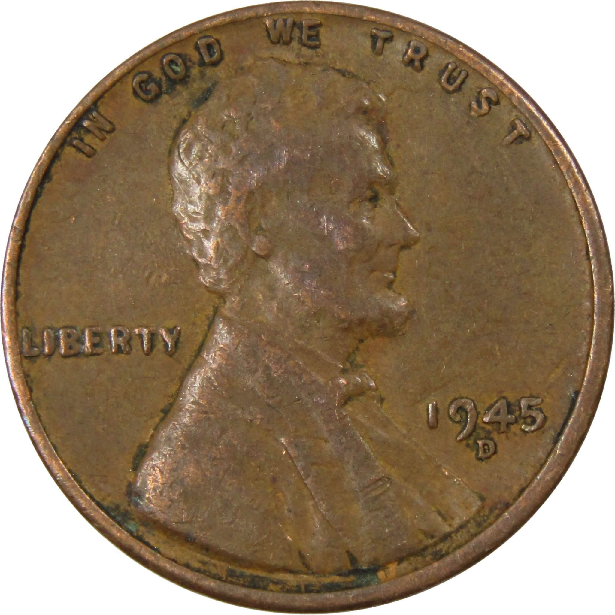 1945 D Lincoln Wheat Cent AG About Good Bronze Penny 1c Coin Collectible