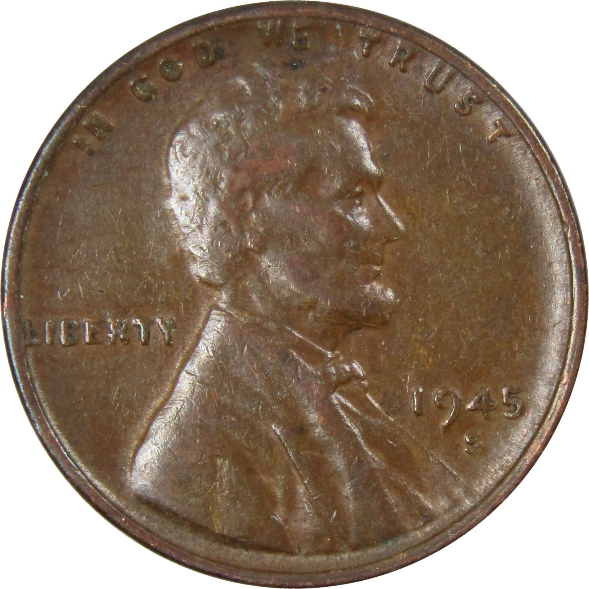1945 S Lincoln Wheat Cent AG About Good Bronze Penny 1c Coin Collectible