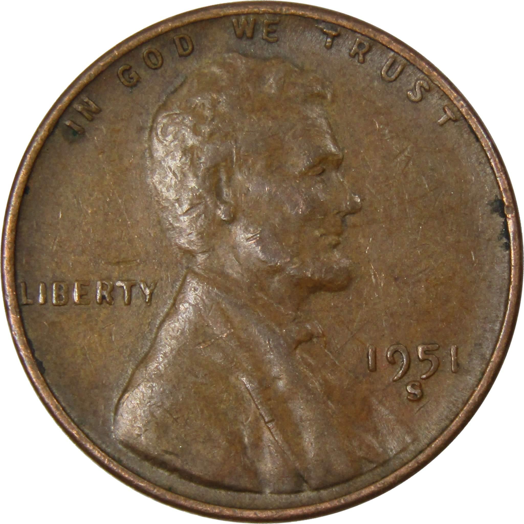 1951 S Lincoln Wheat Cent AG About Good Bronze Penny 1c Coin Collectible