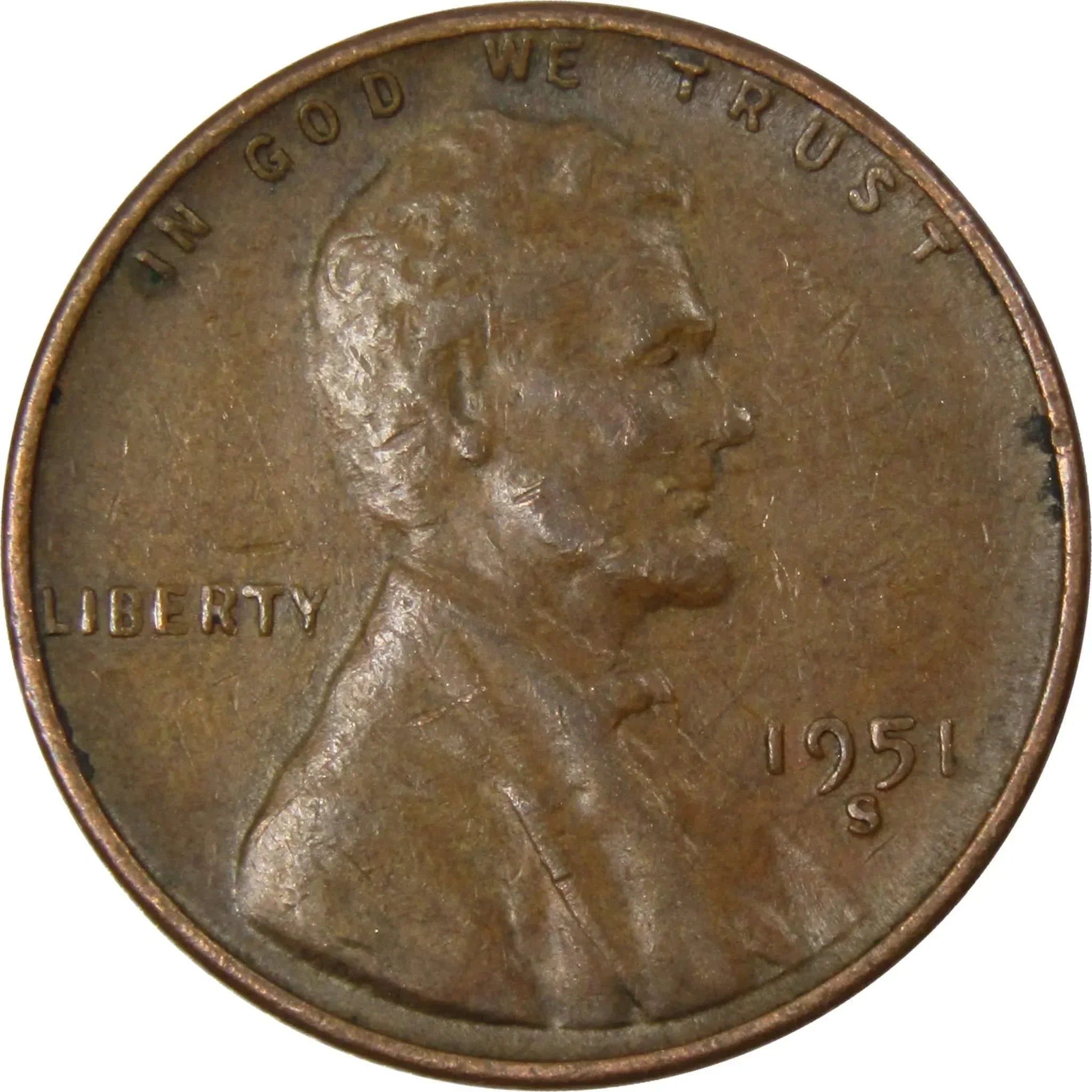 1951 S Lincoln Wheat Cent AG About Good Bronze Penny 1c Coin Collectible