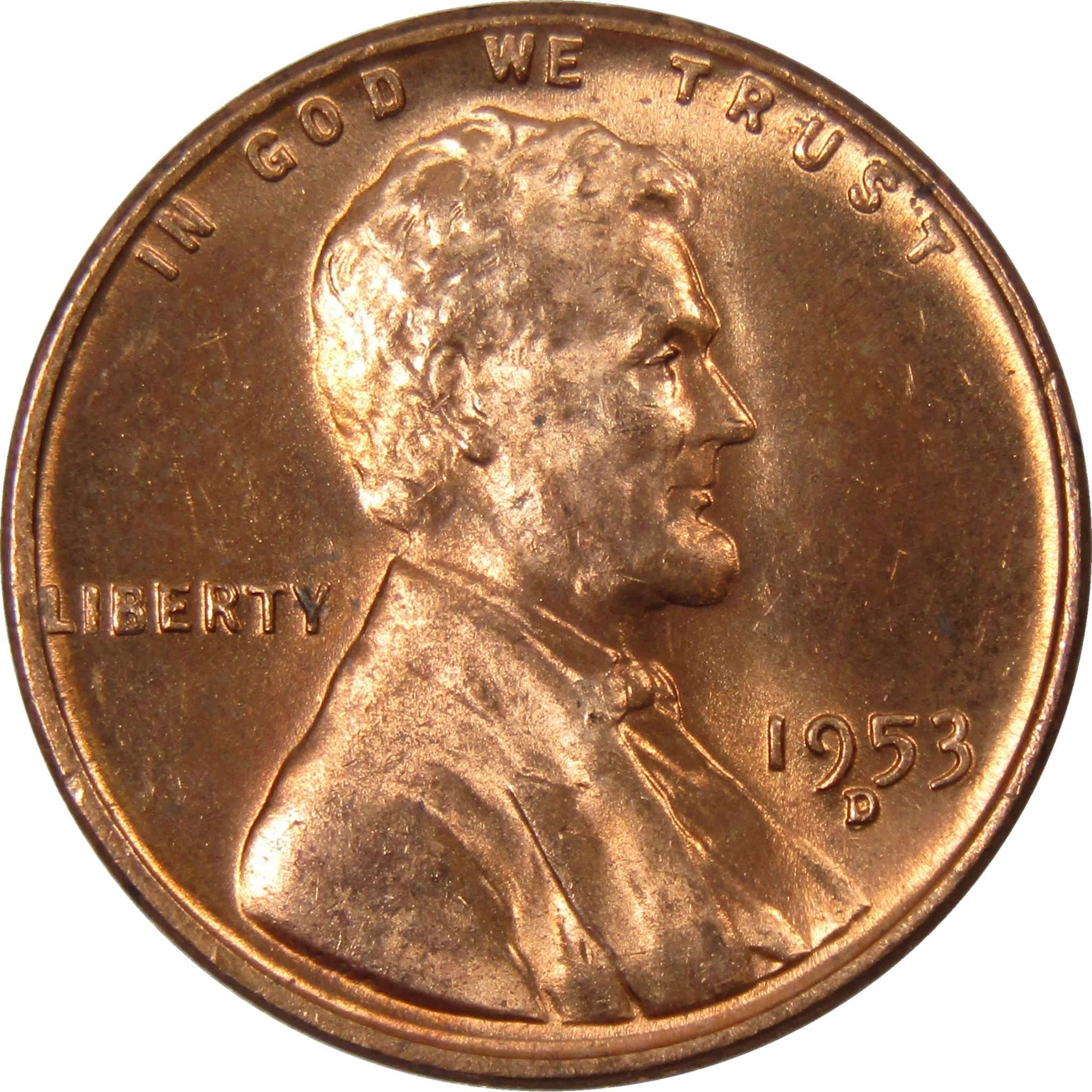 1953 D Lincoln Wheat Cent BU Uncirculated Mint State Bronze Penny 1c Coin