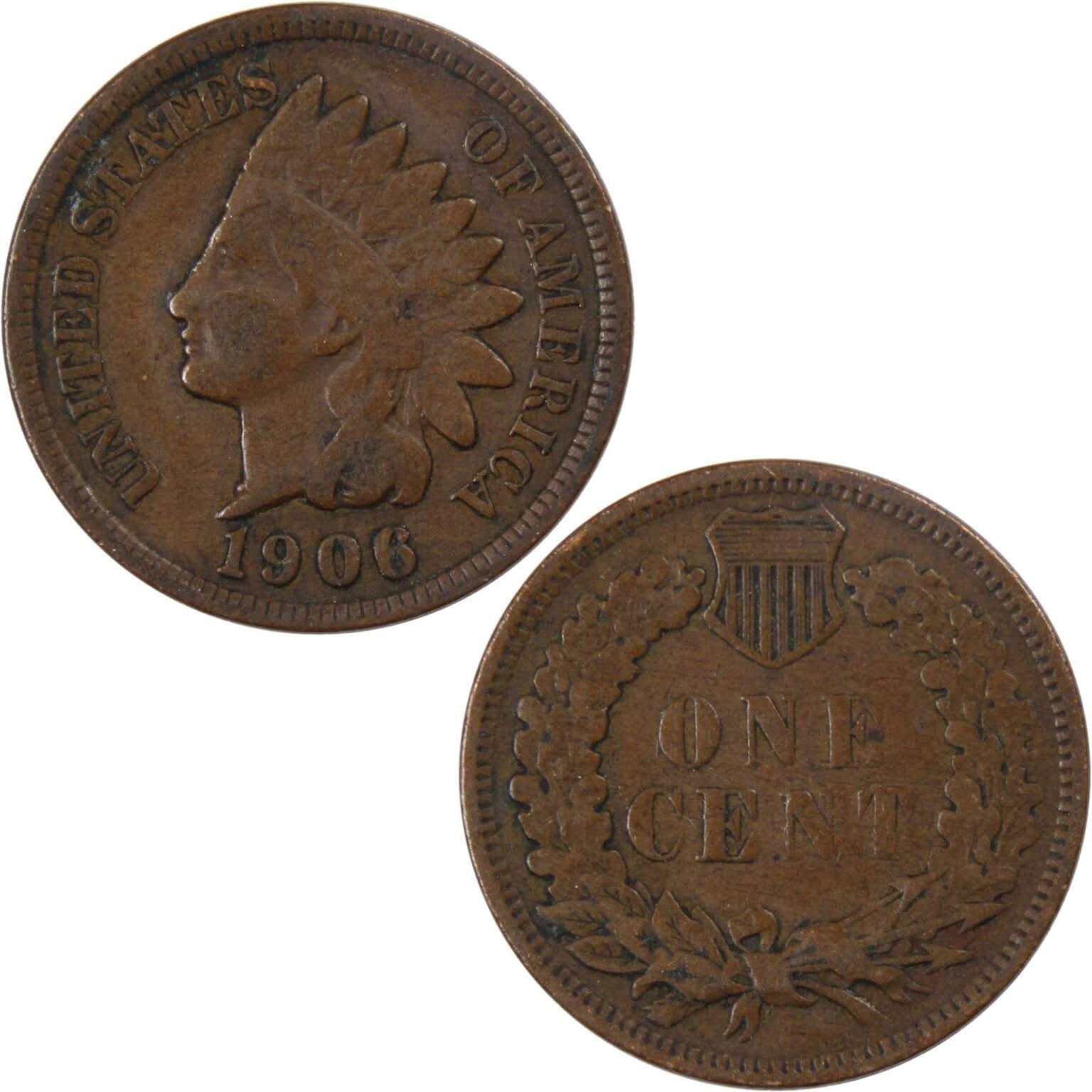 1906 Indian Head Cent VG Very Good Bronze Penny 1c Coin Collectible