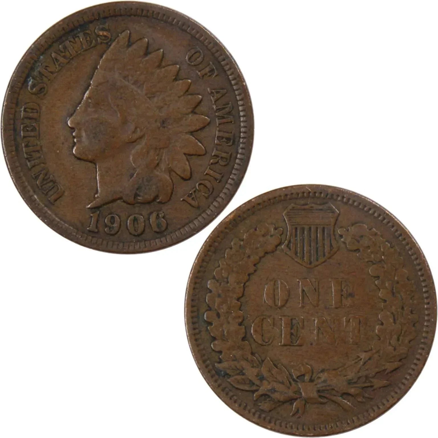 1906 Indian Head Cent VG Very Good Bronze Penny 1c Coin Collectible