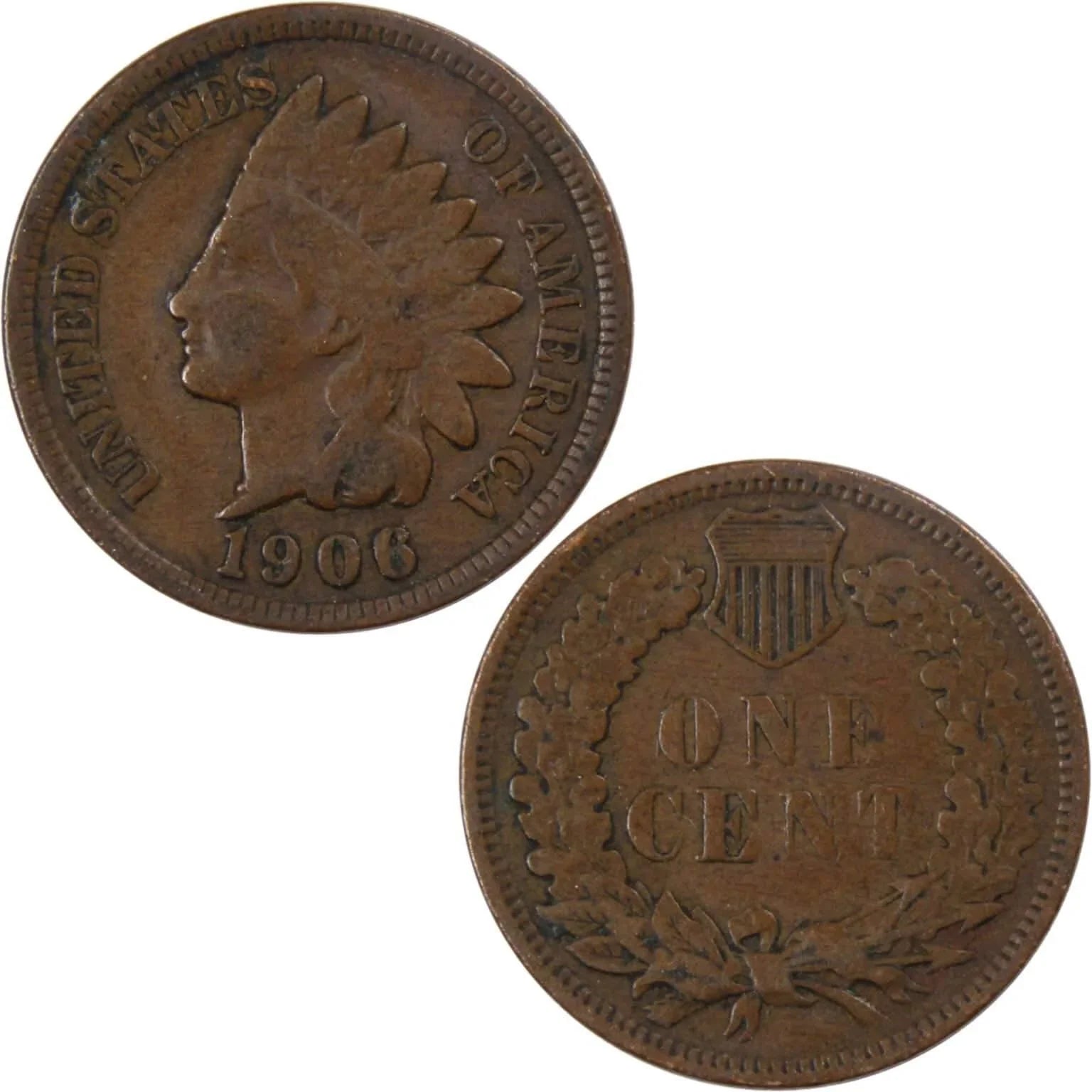 1906 Indian Head Cent VG Very Good Bronze Penny 1c Coin Collectible