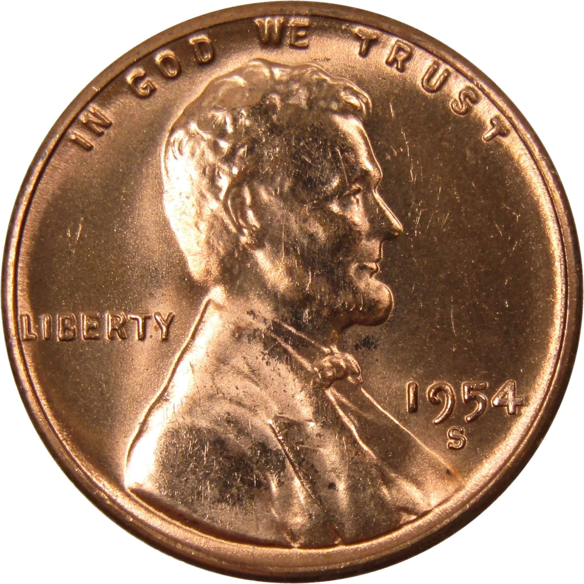 1954 S Lincoln Wheat Cent BU Uncirculated Mint State Bronze Penny