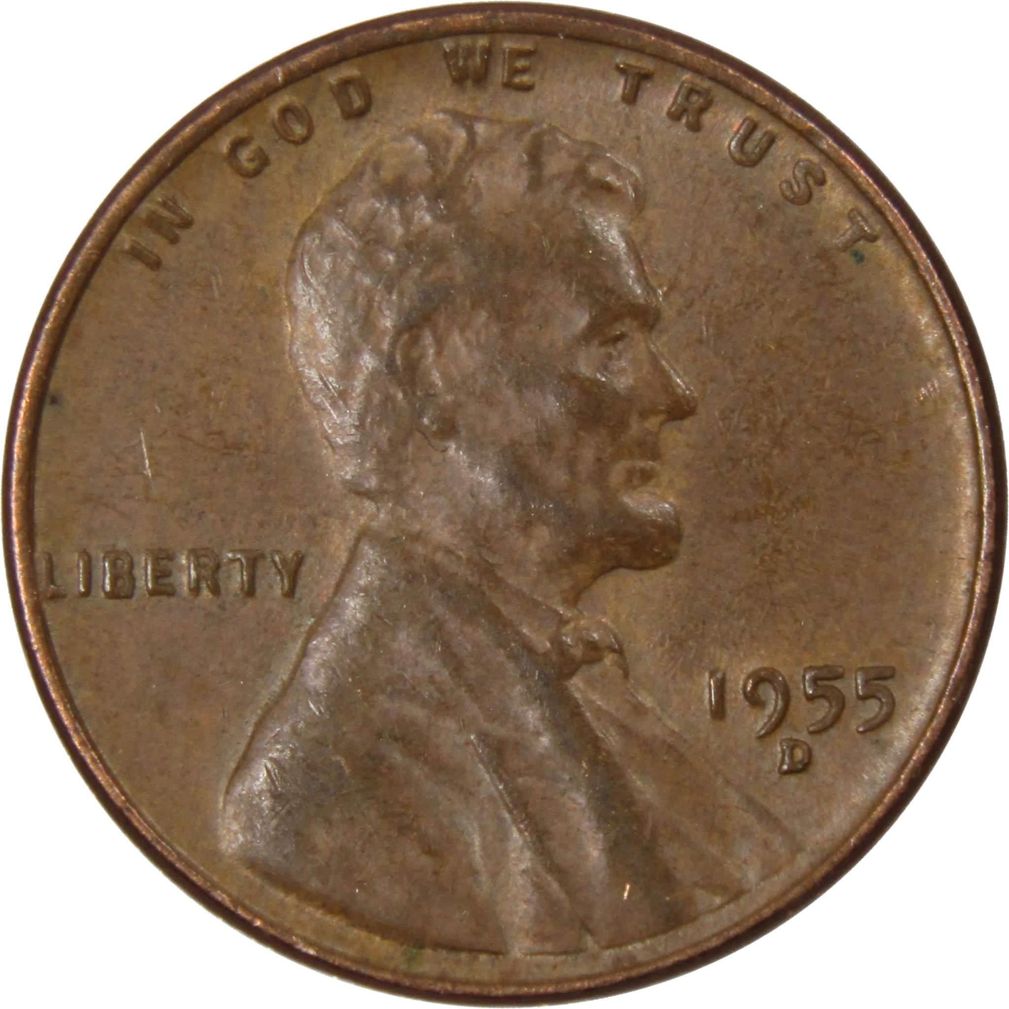 1955 D Lincoln Wheat Cent Circulated Penny 1c Coin Collectible