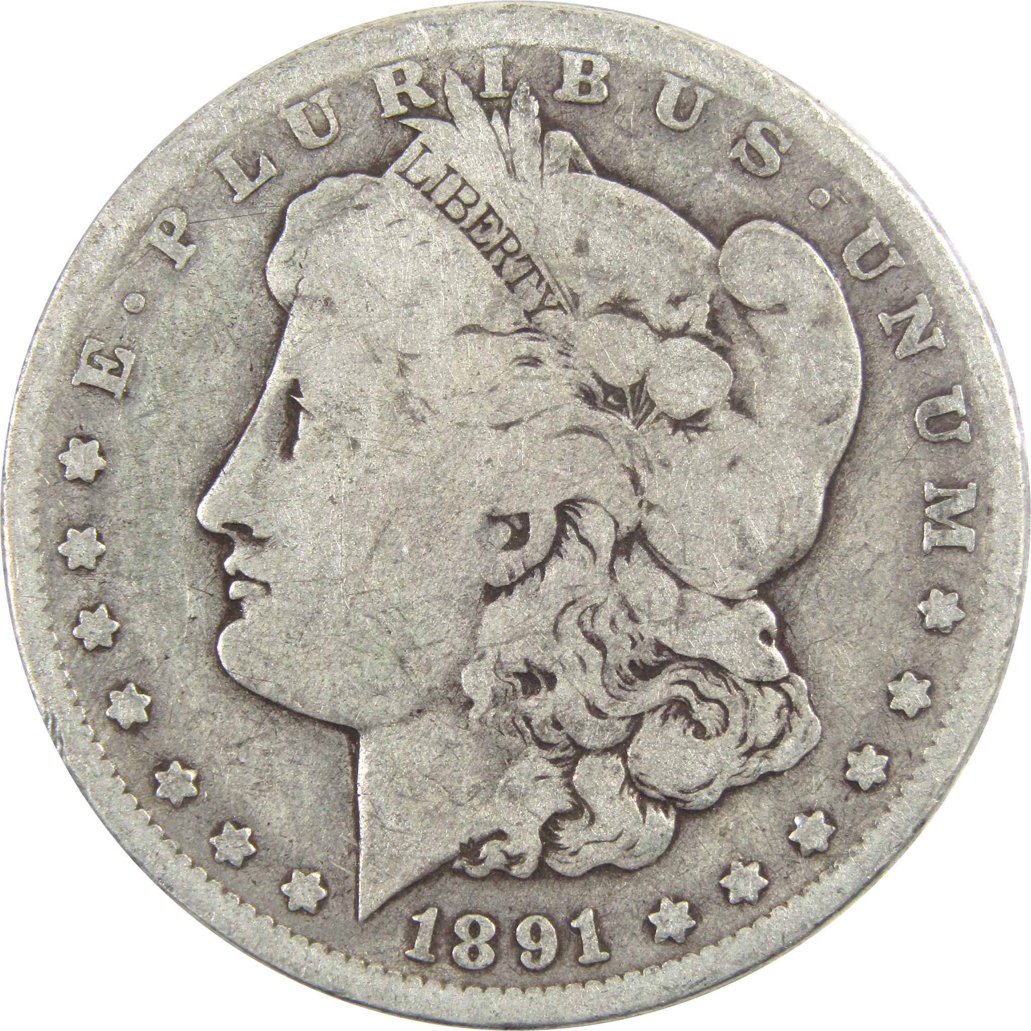 1891-CC Morgan hot Silver Dollar VG