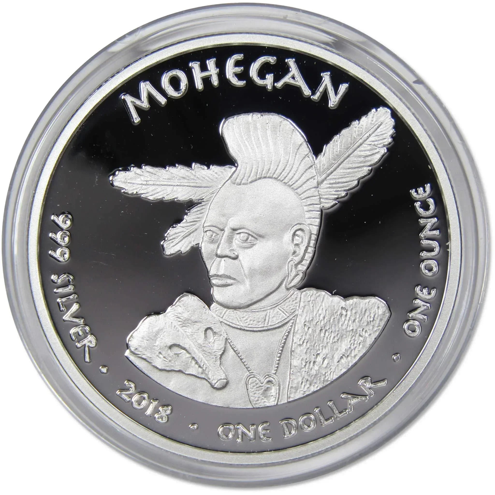 2018 Native American Jamul Mohegan Sperm Whale 1 oz .999 Fine Silver $1 Proof