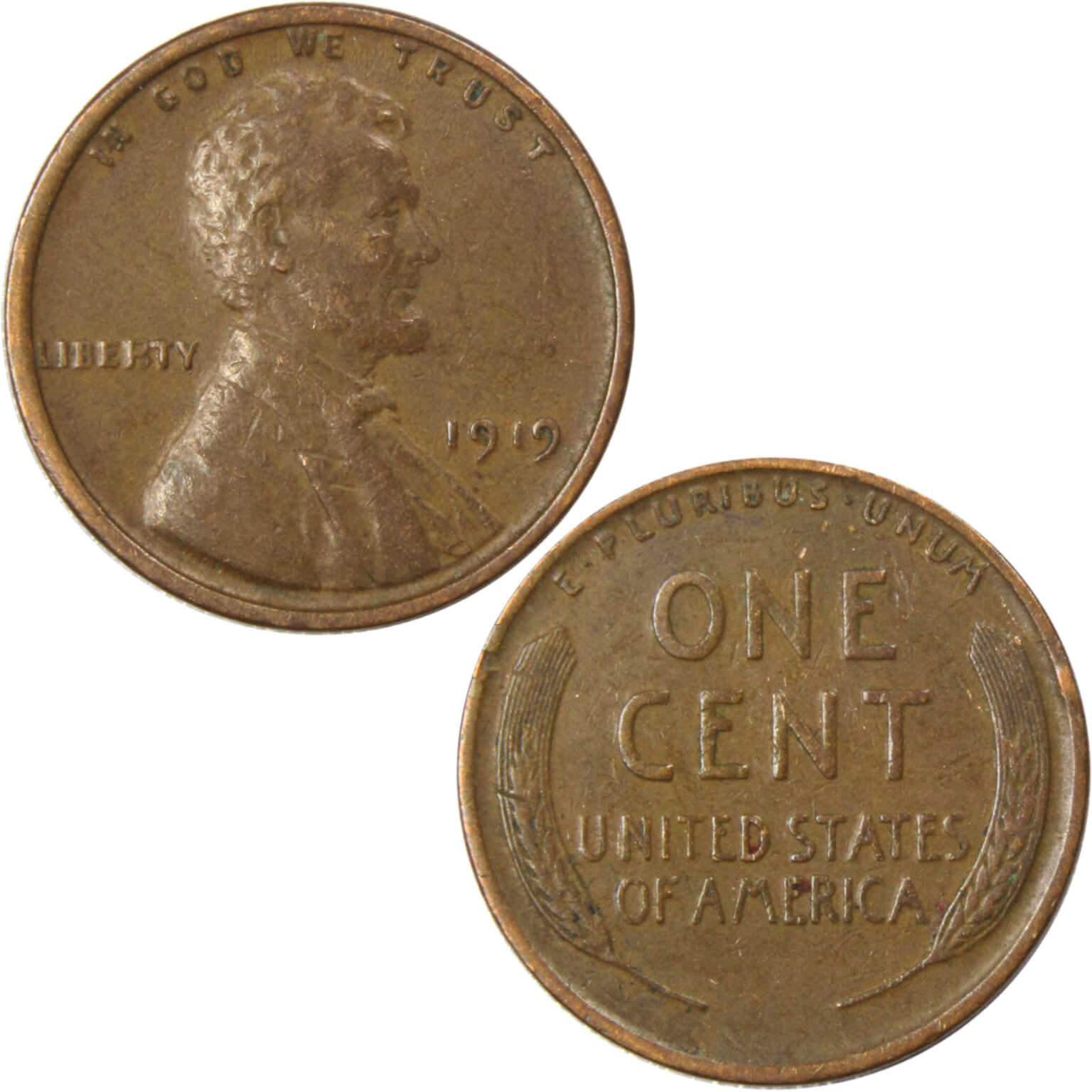 1919 Lincoln Wheat Cent XF EF Extremely Fine Bronze Penny 1c Coin Collectible