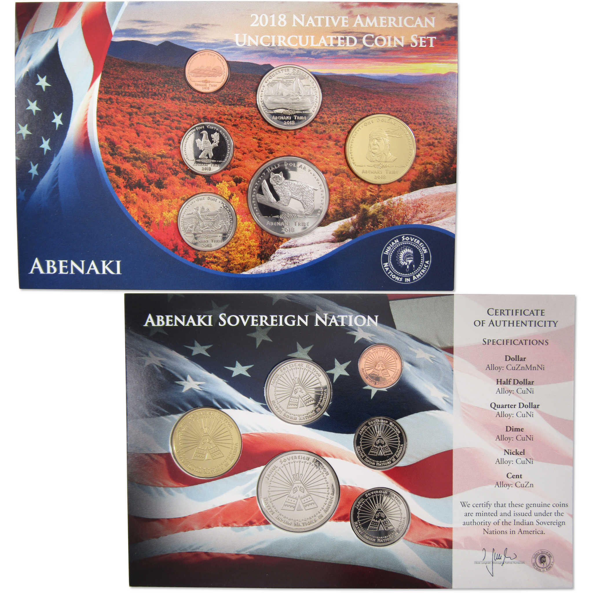 2018 Jamul Native American Abenaki Sovereign Nation Uncirculated Coin Set