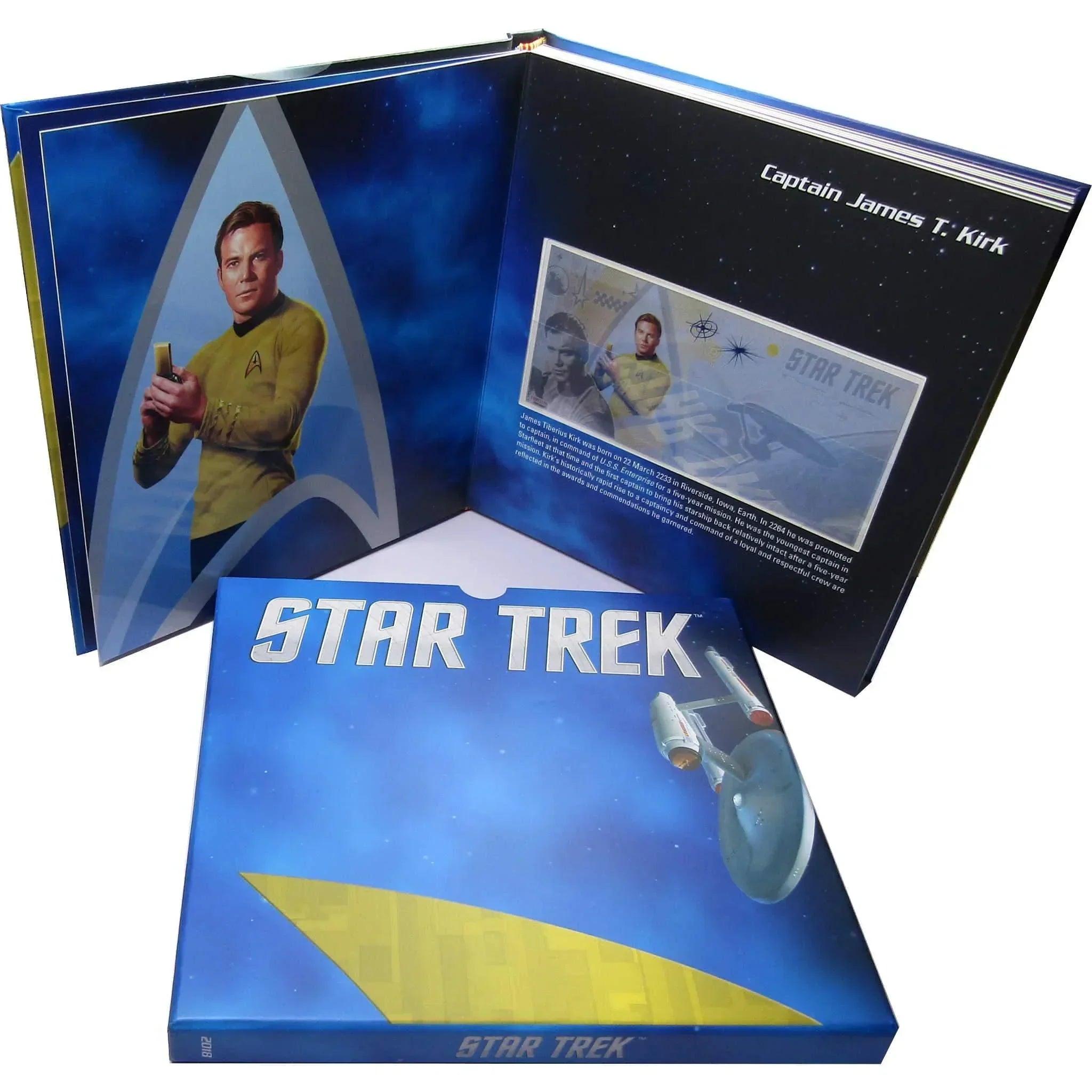 Star Trek Original Series Kirk 5g .999 Silver $1 Coin Note w/ Album 2018 Niue