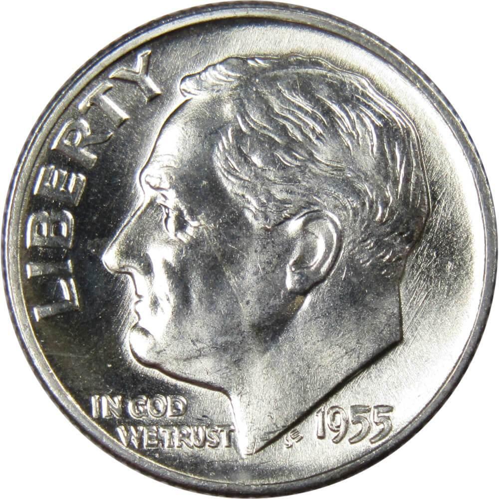1955 D Roosevelt Dime BU Uncirculated Mint State 90% Silver 10c US Coin