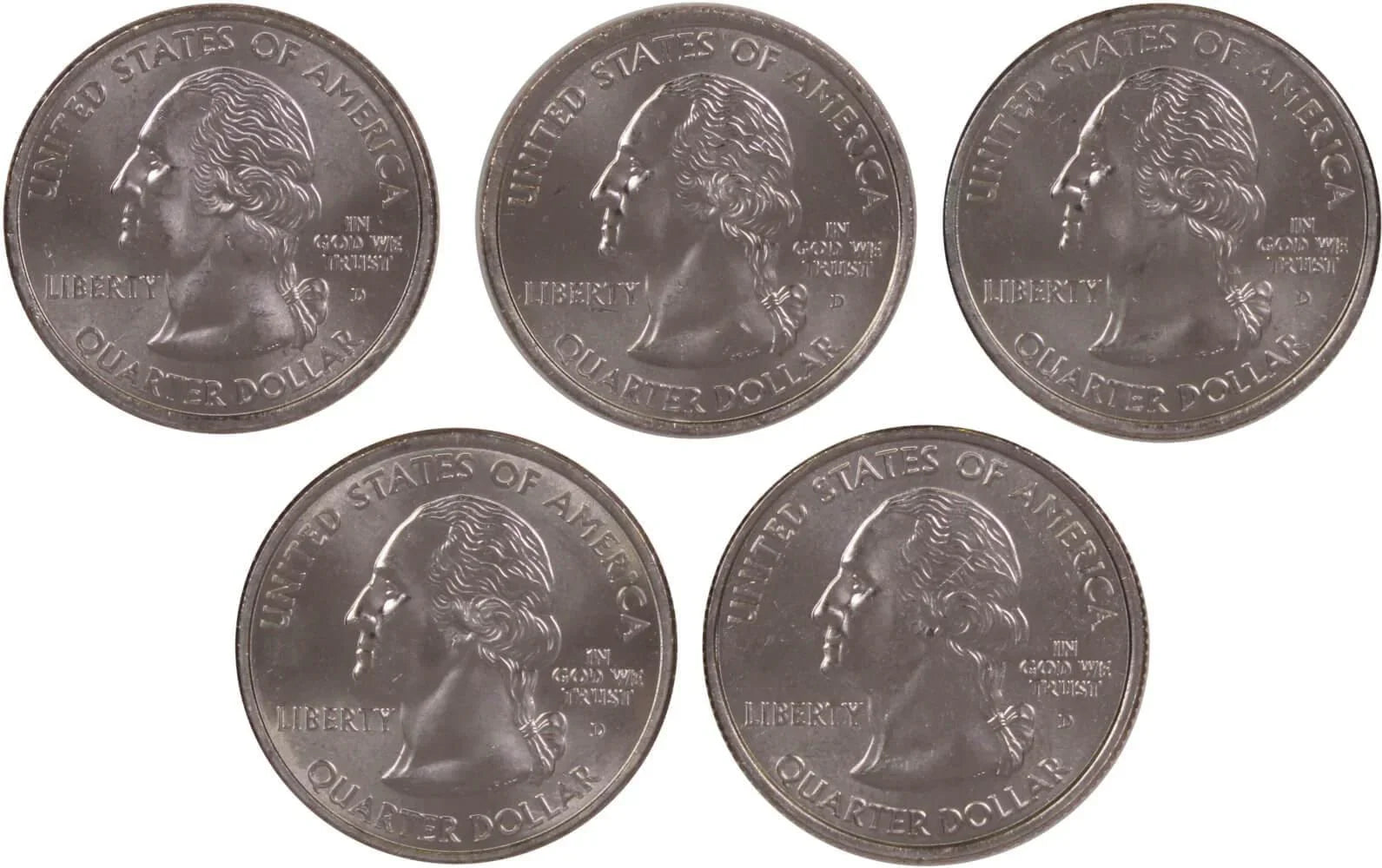 2002 D State Quarter 5 Coin Set BU Uncirculated Mint State 25c Collectible