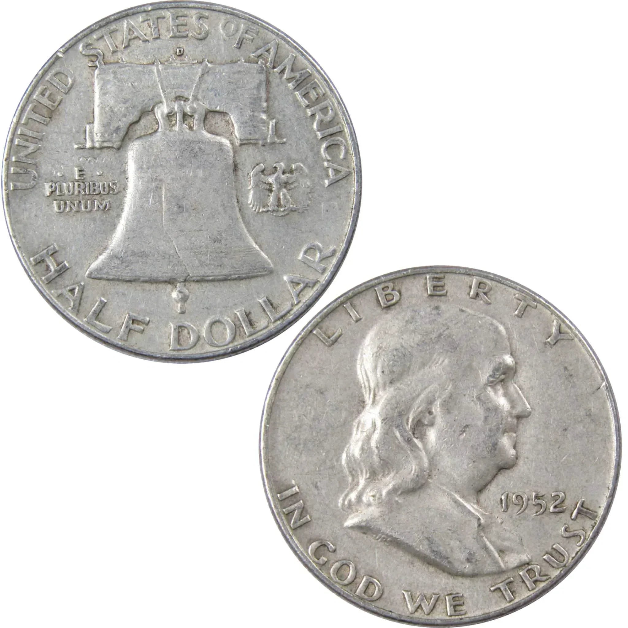 1952 D Franklin Half Dollar XF EF Extremely Fine 90% Silver 50c US Coin