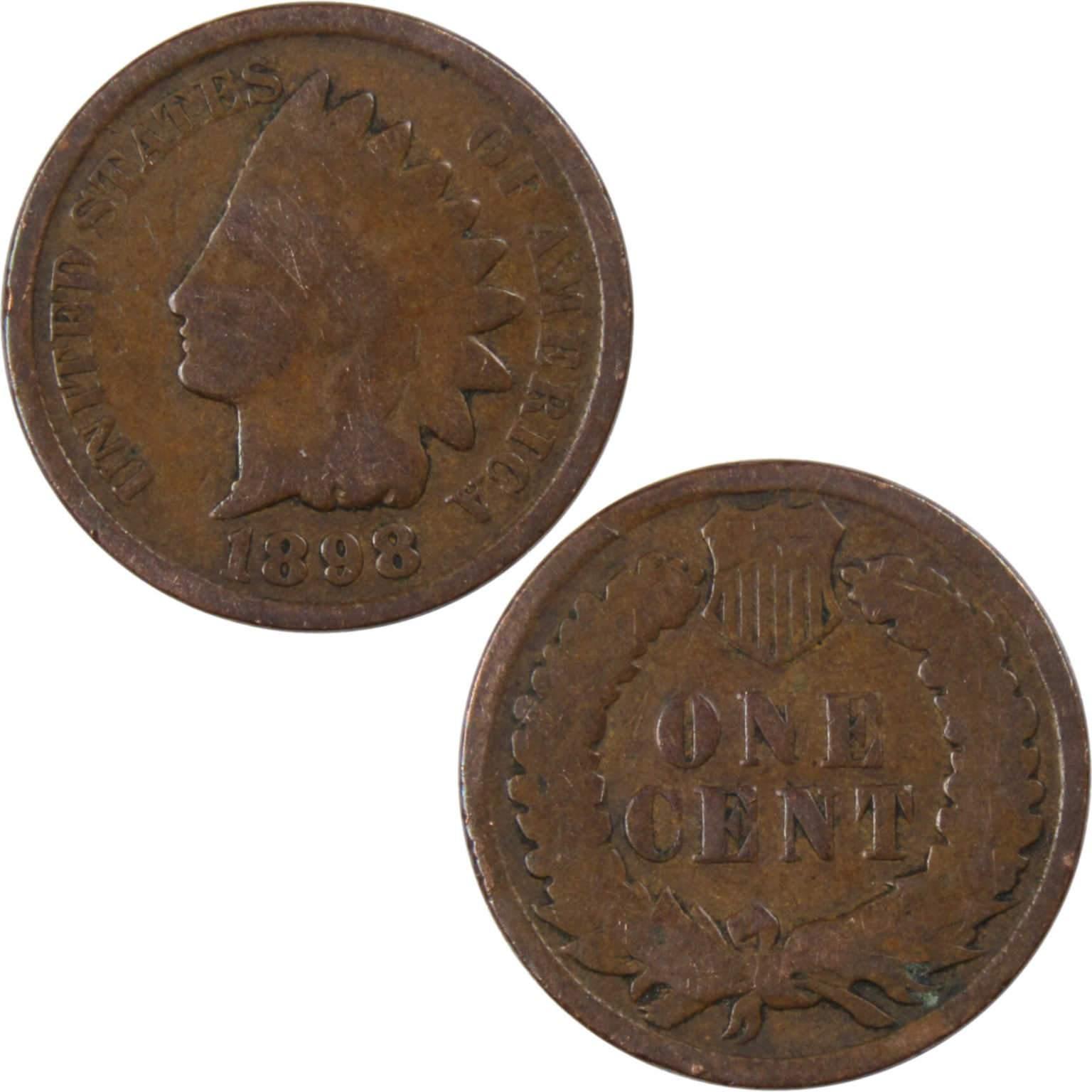 1898 Indian Head Cent G Good Bronze Penny 1c Coin Collectible