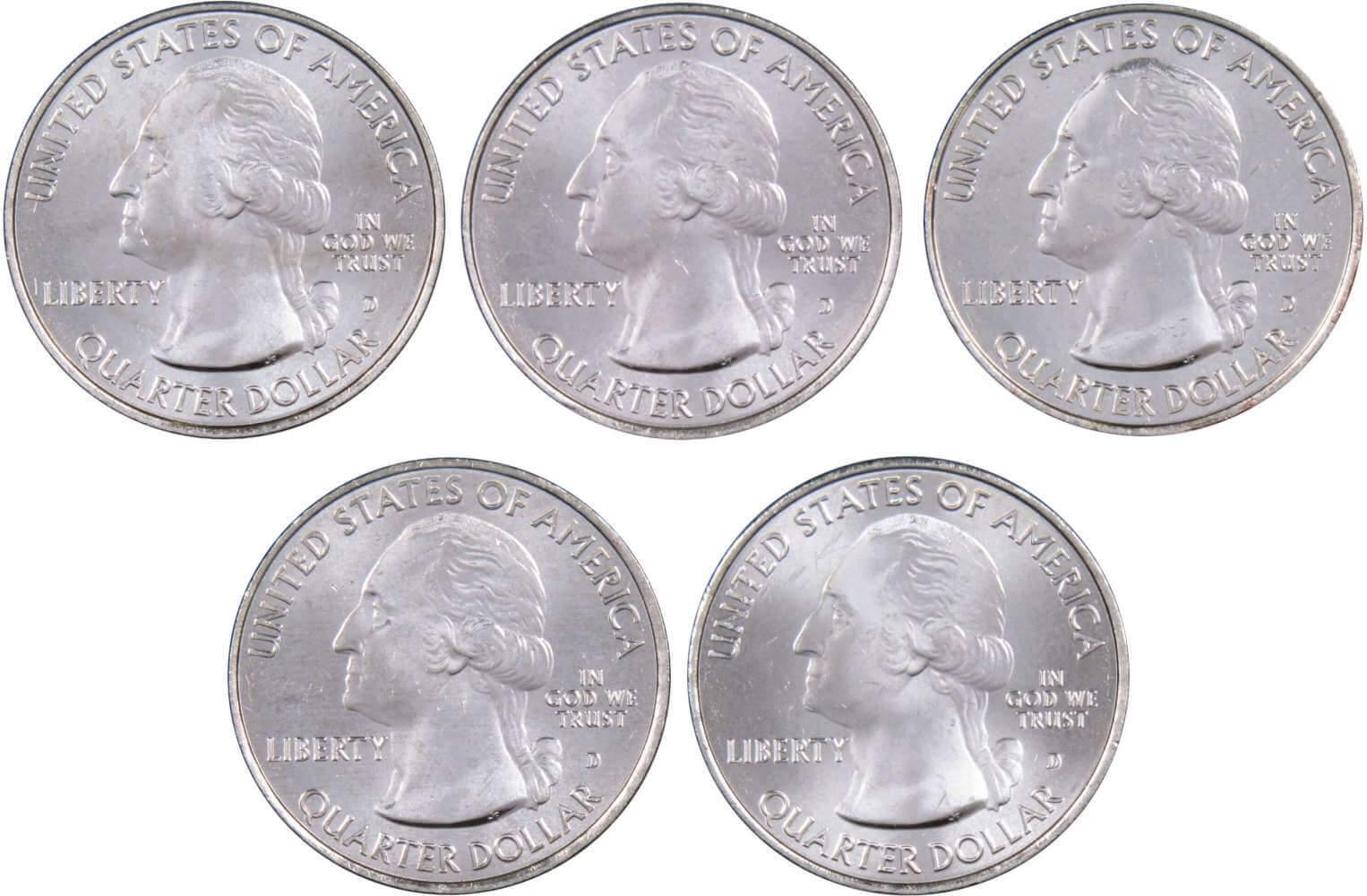 2017 D National Park Quarter 5 Coin Set Uncirculated Mint State 25c Collectible