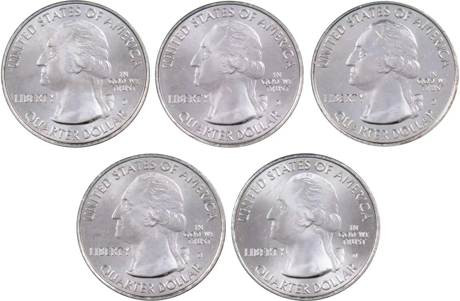 2017 D National Park Quarter 5 Coin Set Uncirculated Mint State 25c Collectible
