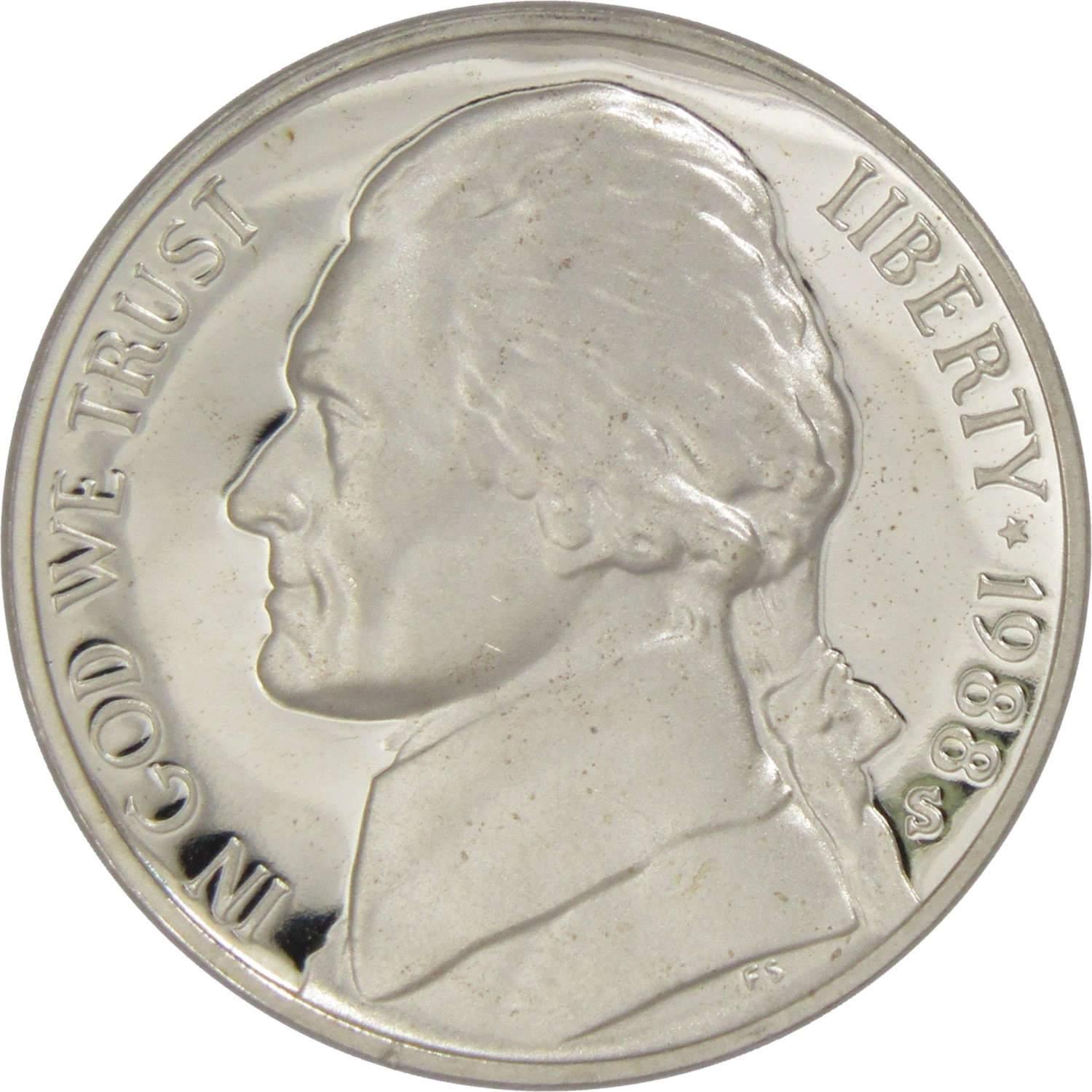 1988 S Jefferson Nickel 5 Cent Piece Choice Proof 5c US Coin Collectible