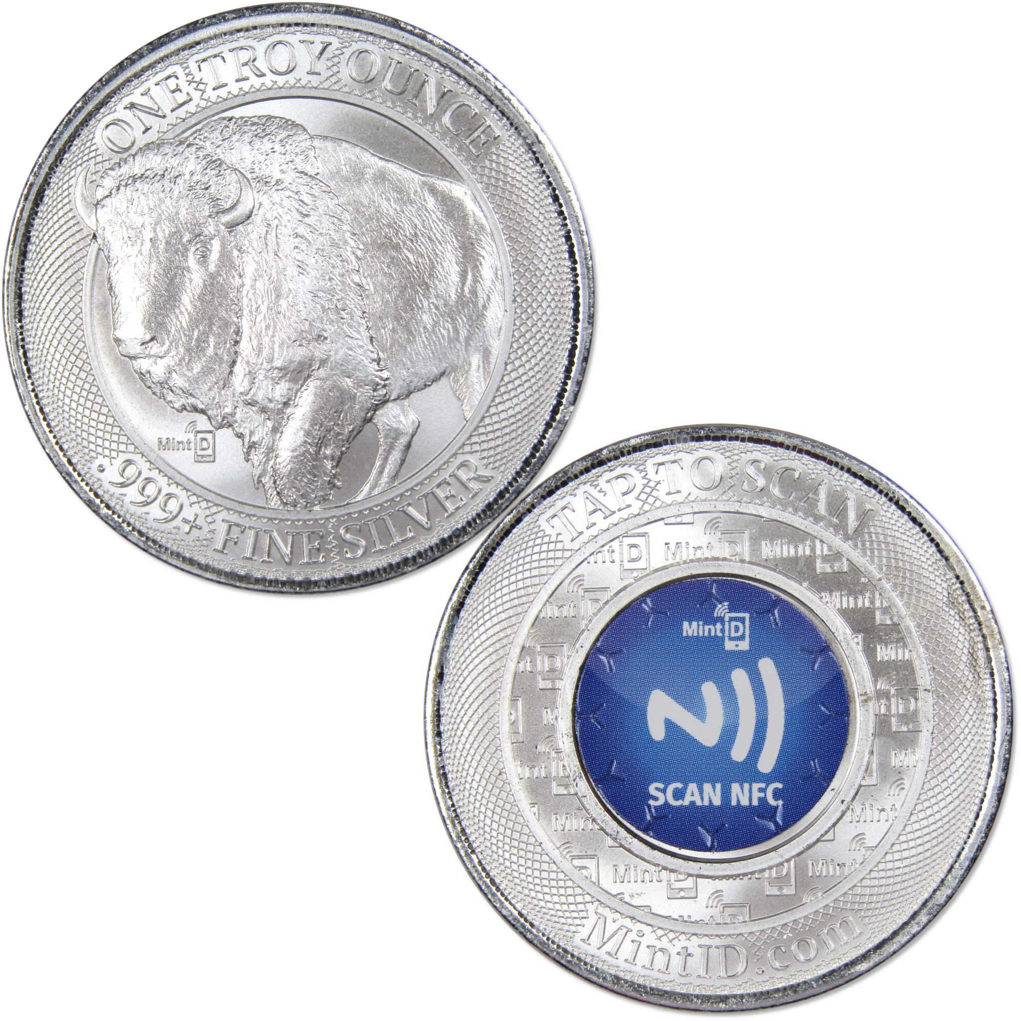 Buffalo 1 oz .999 Fine Silver Round MintID with NFC Scan Authentication