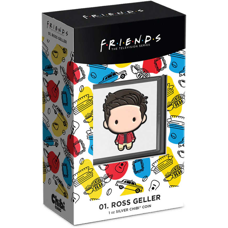FRIENDS Ross Geller Chibi Fine Silver $2 Proof Niue 2022 COA SKU:OPC54