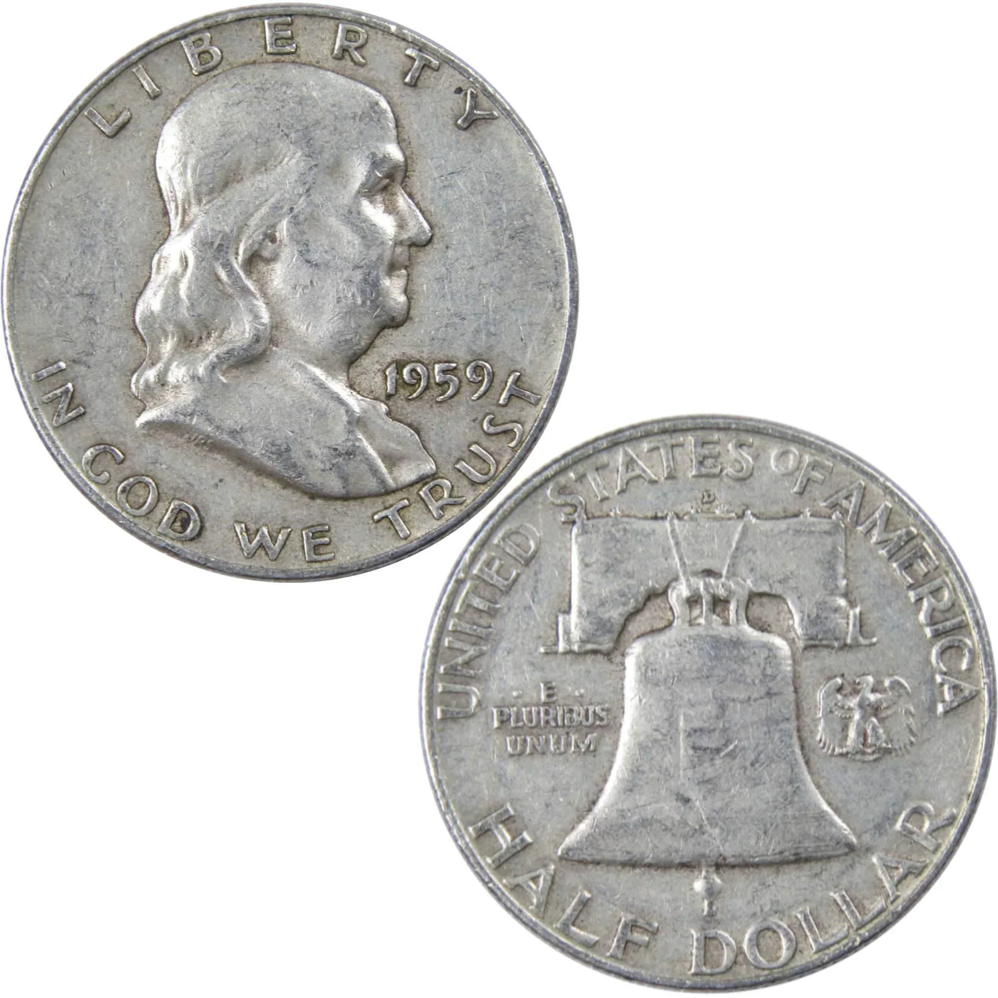 1959 D Franklin Half Dollar AG About Good 90% Silver 50c US Coin Collectible