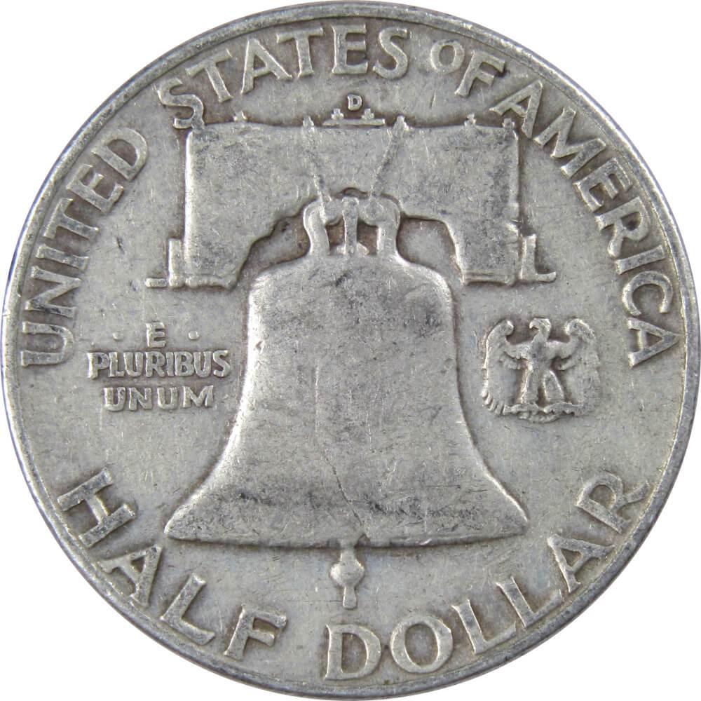 1953 D Franklin Half Dollar F Fine 90% Silver 50c US Coin Collectible