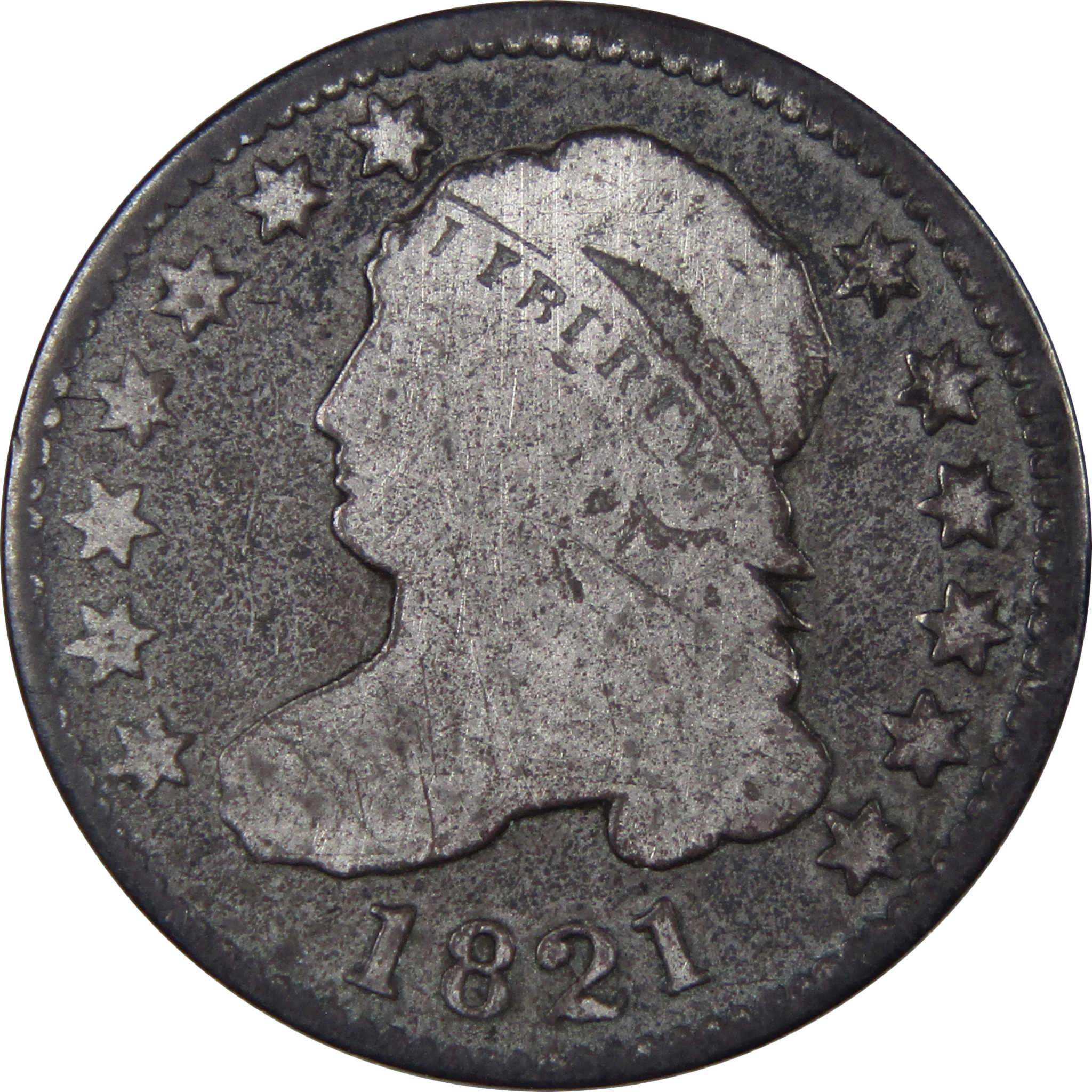 1821 Large Date Capped Bust Dime G Good 89.24% Silver 10c SKU:IPC8162