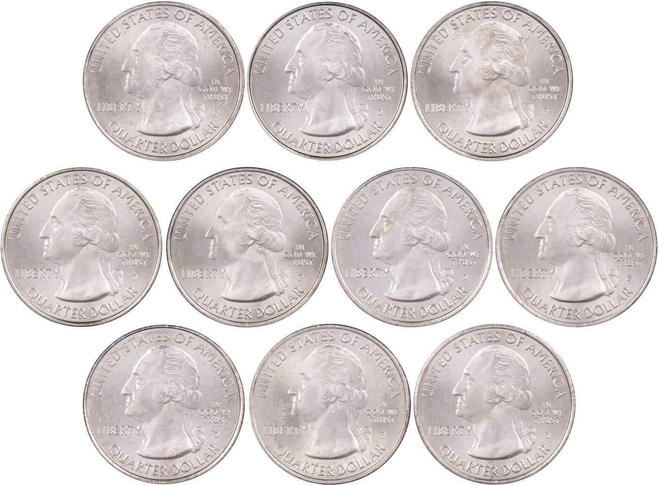 2014 P&D National Park Quarter 10 Coin Set Uncirculated Mint State 25c