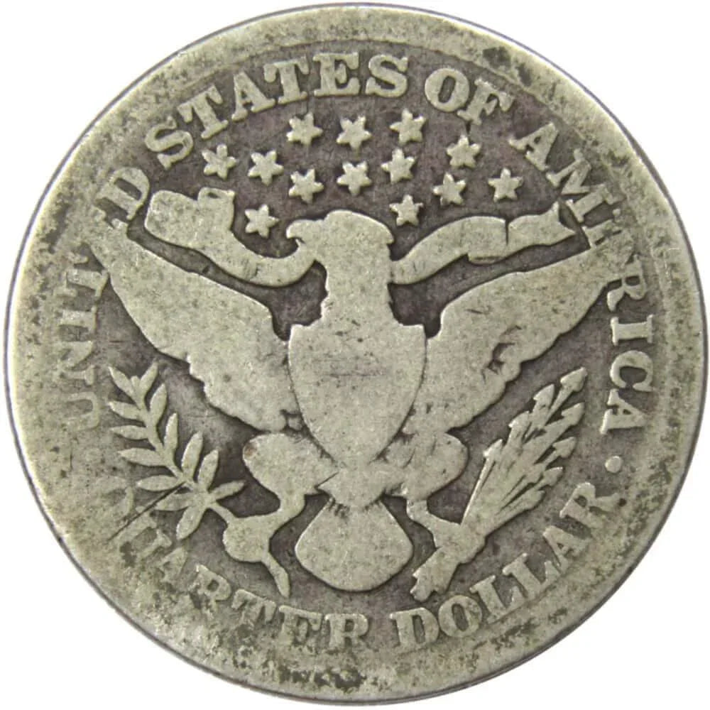 1898 Barber Quarter AG About Good 90% Silver 25c US Type Coin Collectible